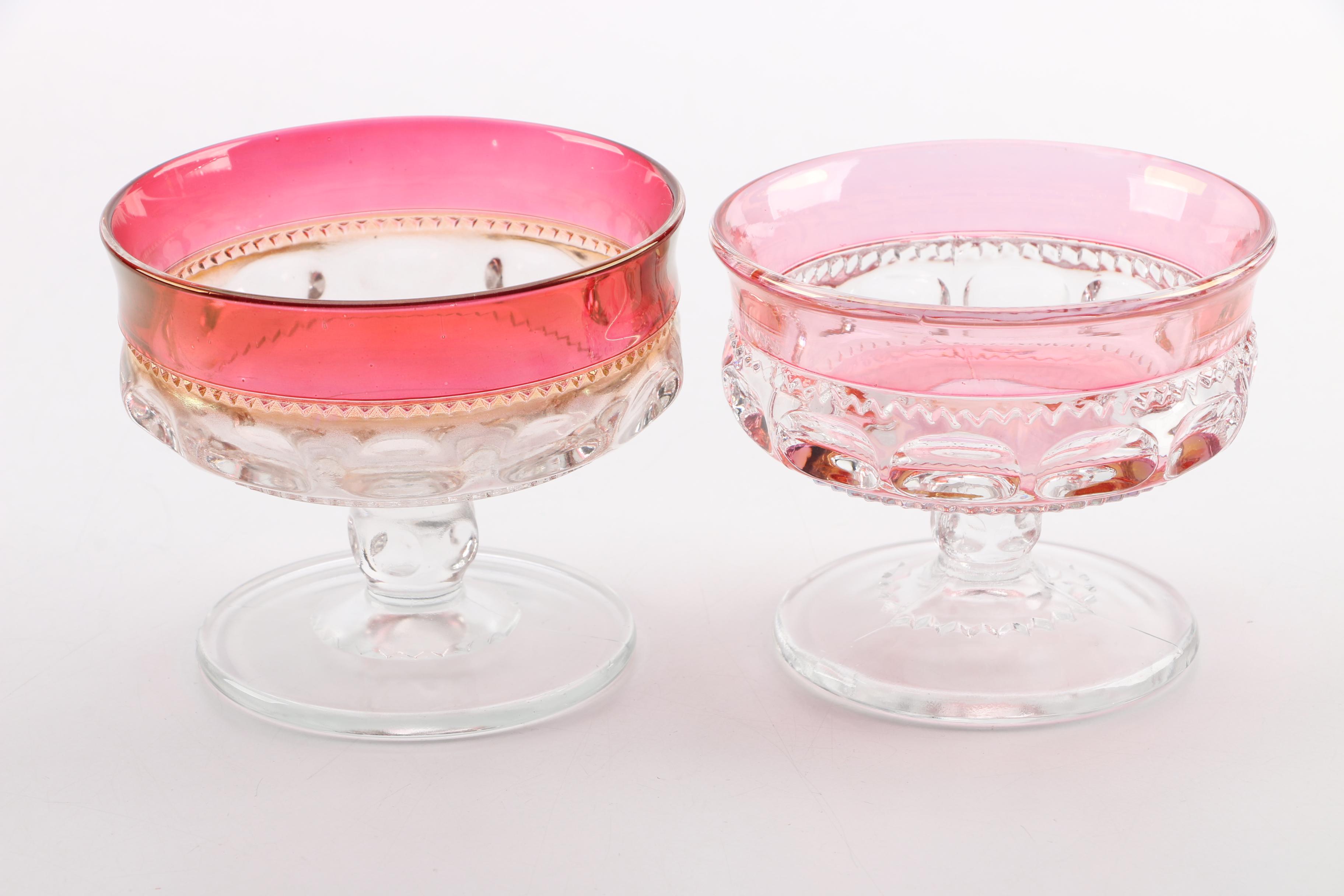 Collection of Cranberry Flashed Glass including "Kings Crown"