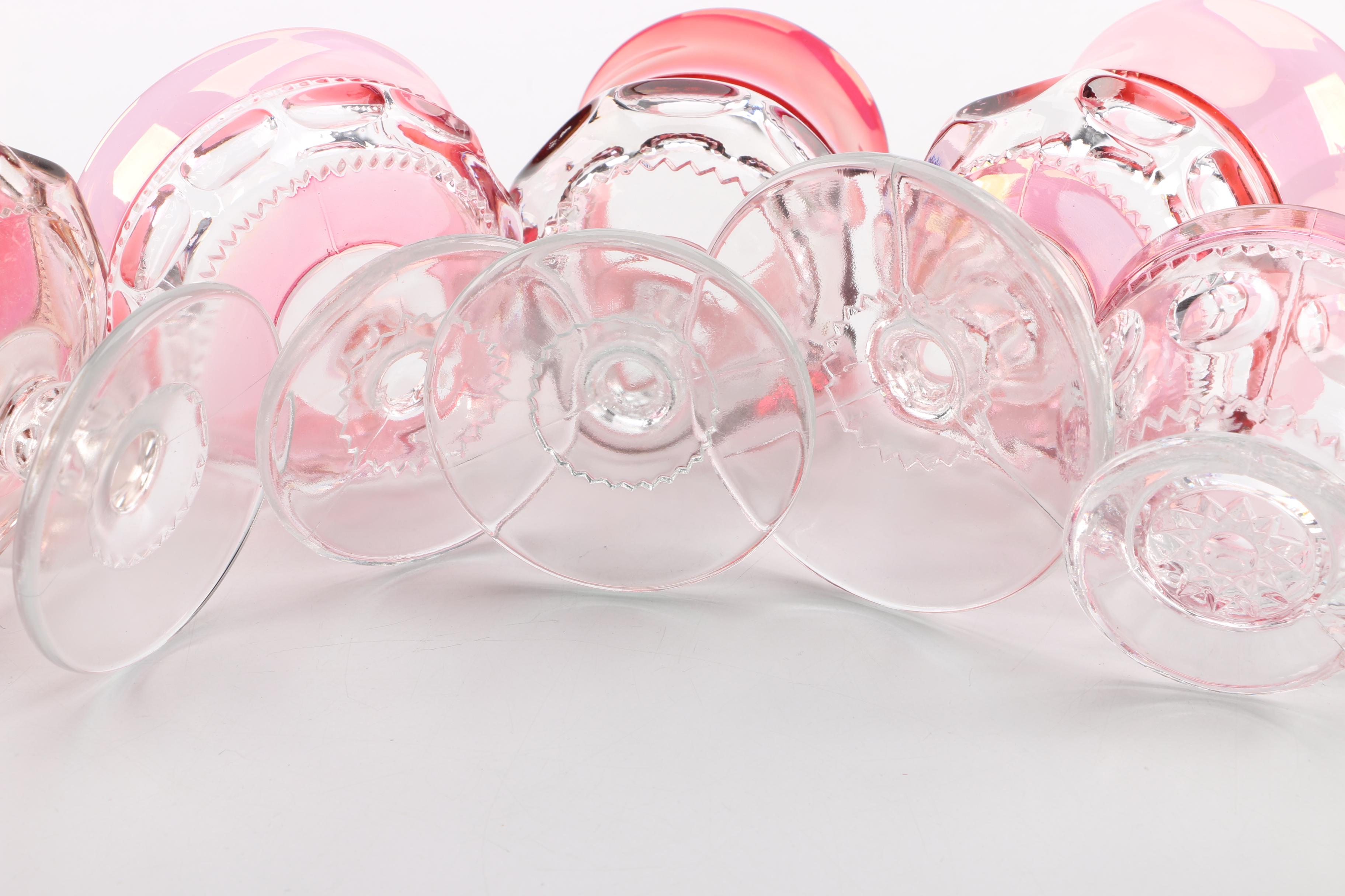 Collection of Cranberry Flashed Glass including "Kings Crown"