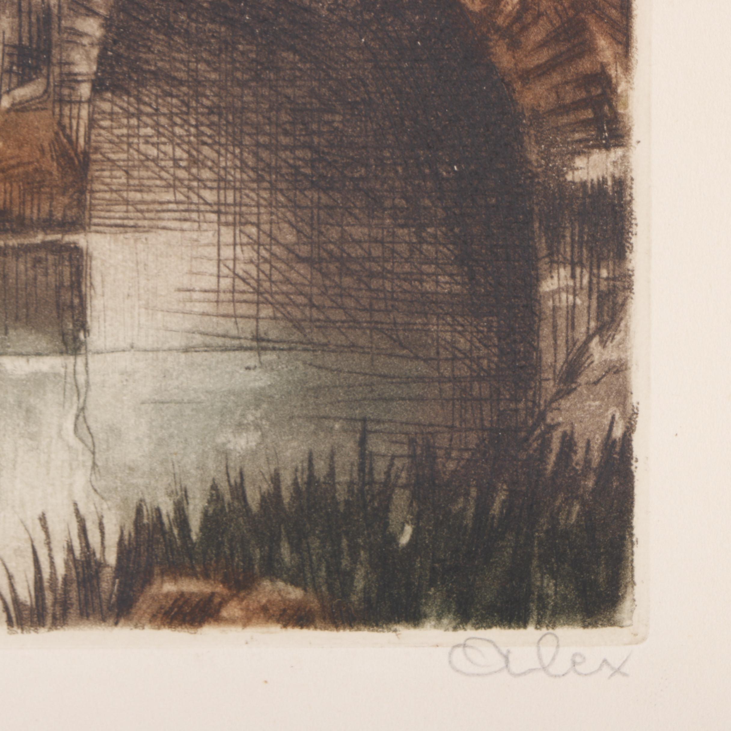Three Circa 1930s Color Etchings on Paper of French Landscape Scenes