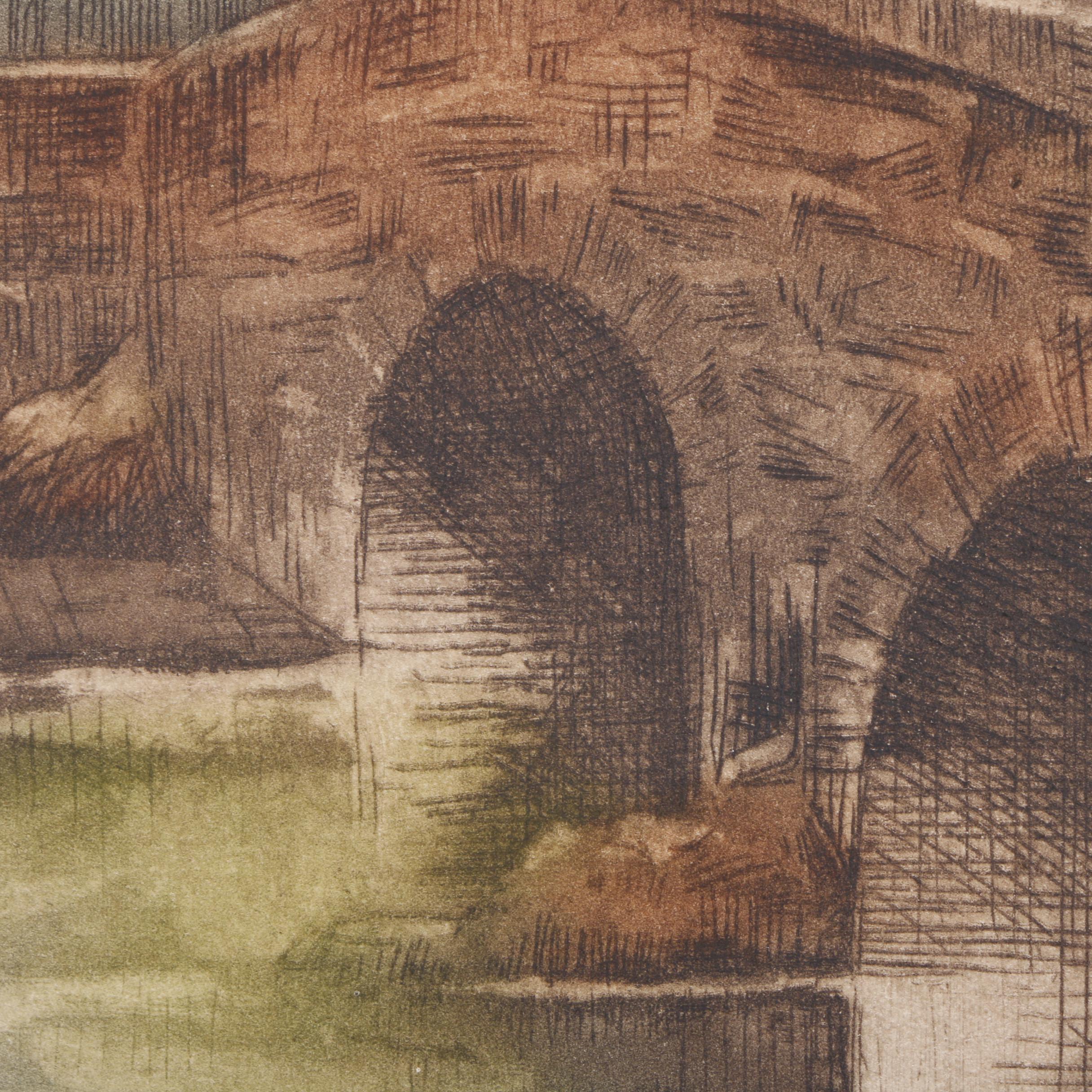 Three Circa 1930s Color Etchings on Paper of French Landscape Scenes