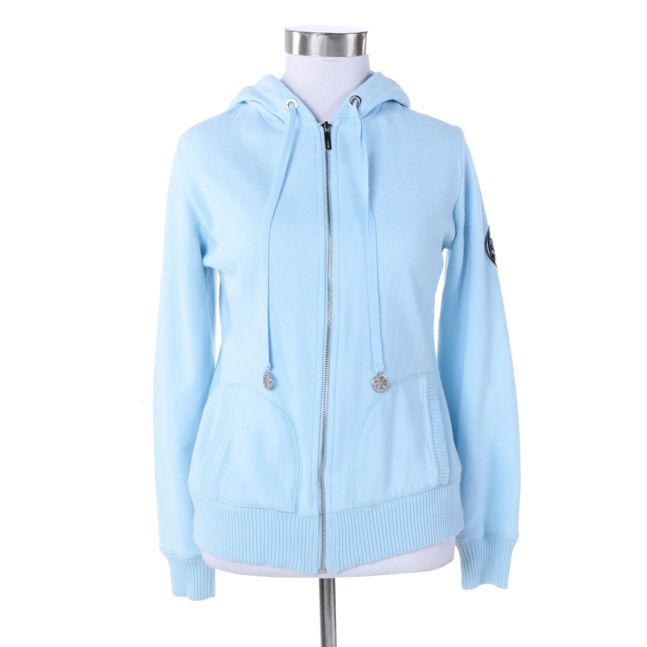 Tory Burch Zip-Up Cotton Blend Hoodie