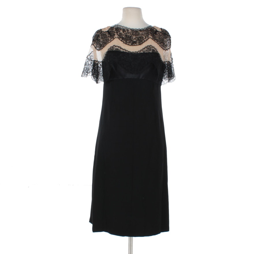 Black Lace Trim Cocktail Dress