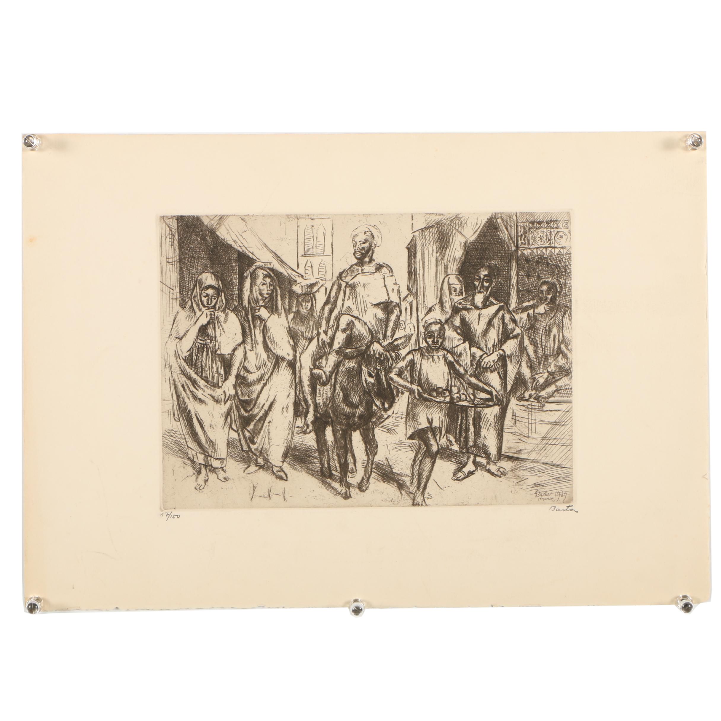 Vintage Barta Limited Edition Etching "Maroc"