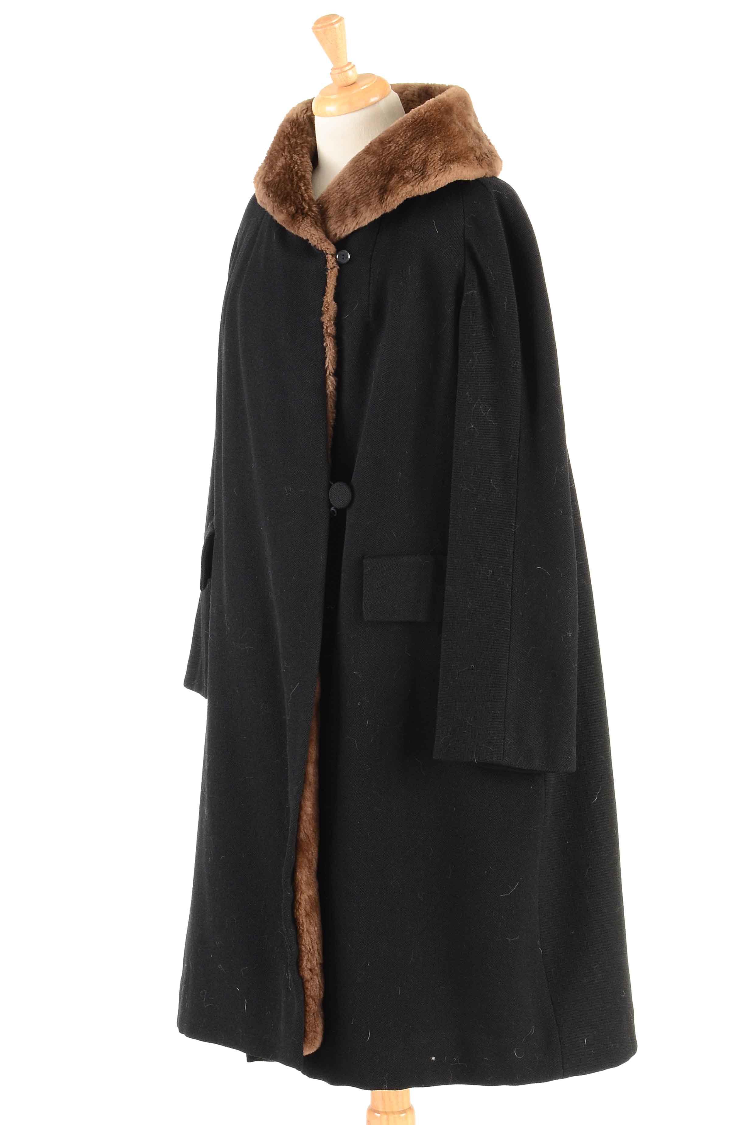 Vintage Wool and Sheared Beaver Fur Coat