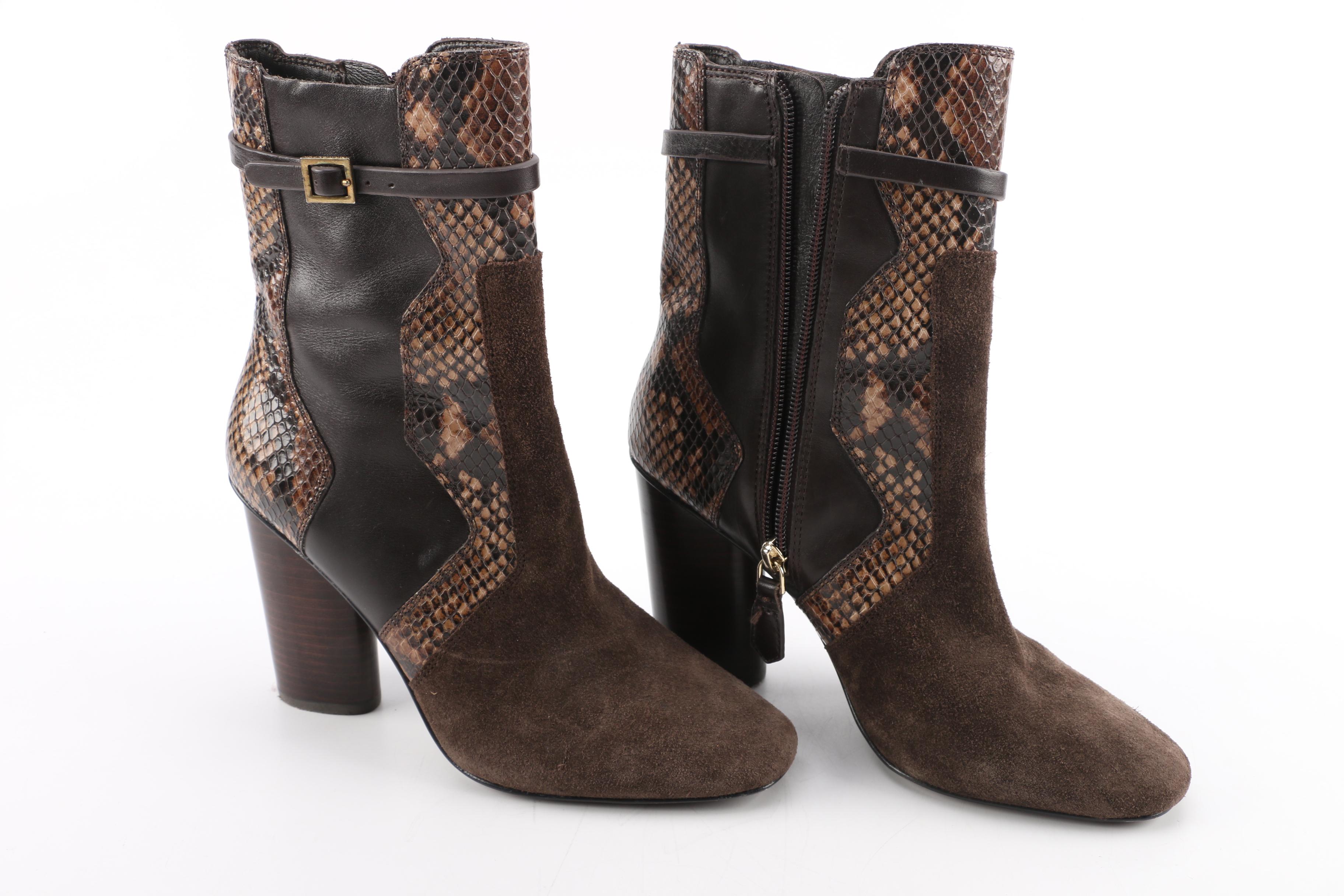 Tory Burch Brown Suede and Leather Boots