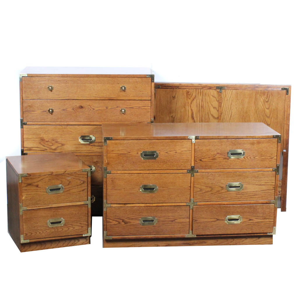 Vintage Campaign Style Bedroom Suite by Bernhardt Furniture