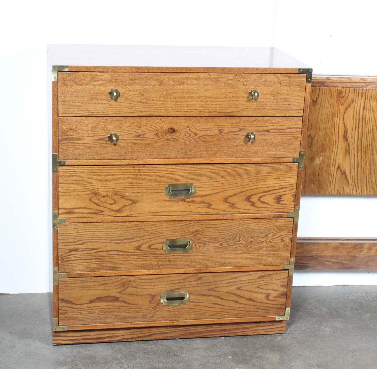 Vintage Campaign Style Bedroom Suite by Bernhardt Furniture