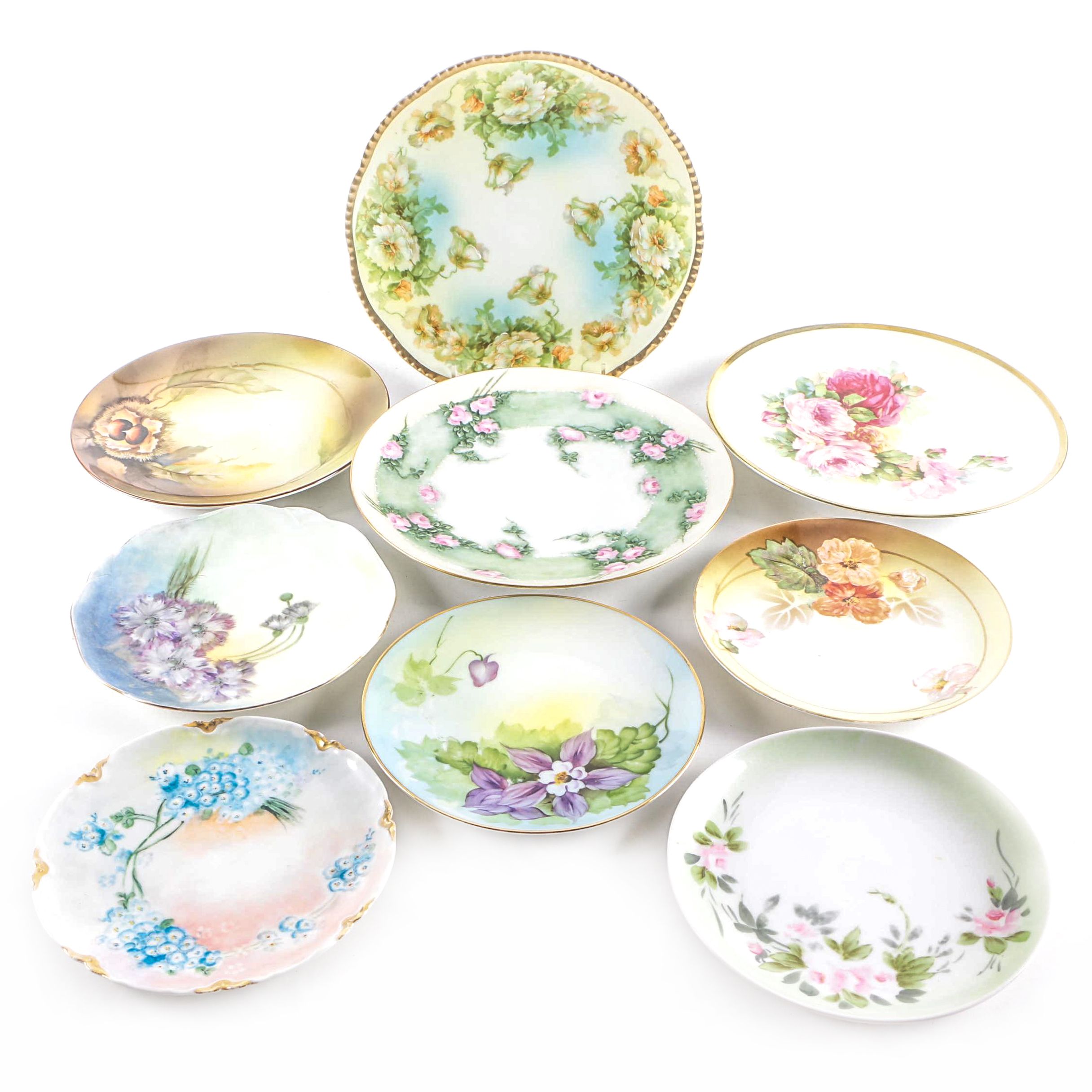 Vintage Hand-Painted Haviland and Noritake Porcelain Plates