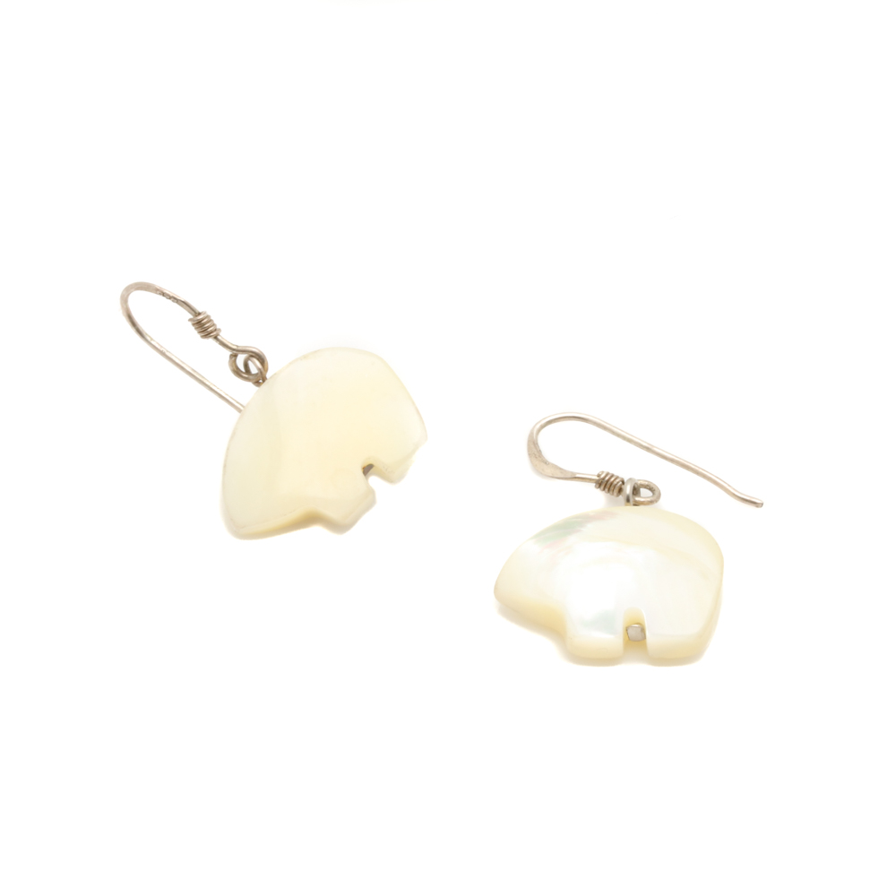 Sterling Silver Earrings with Mother of Pearl and Imitation Gemstones