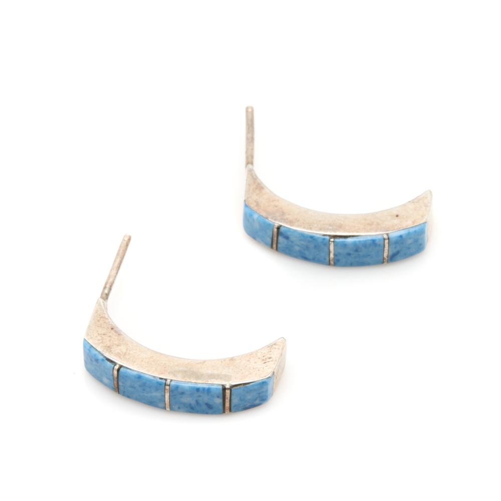 Sterling Silver Earrings with Mother of Pearl and Imitation Gemstones