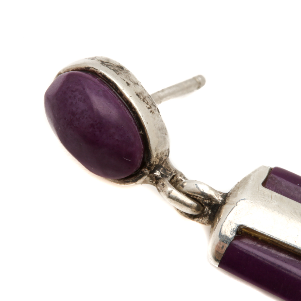 Sterling Silver Earrings with Mother of Pearl and Imitation Gemstones