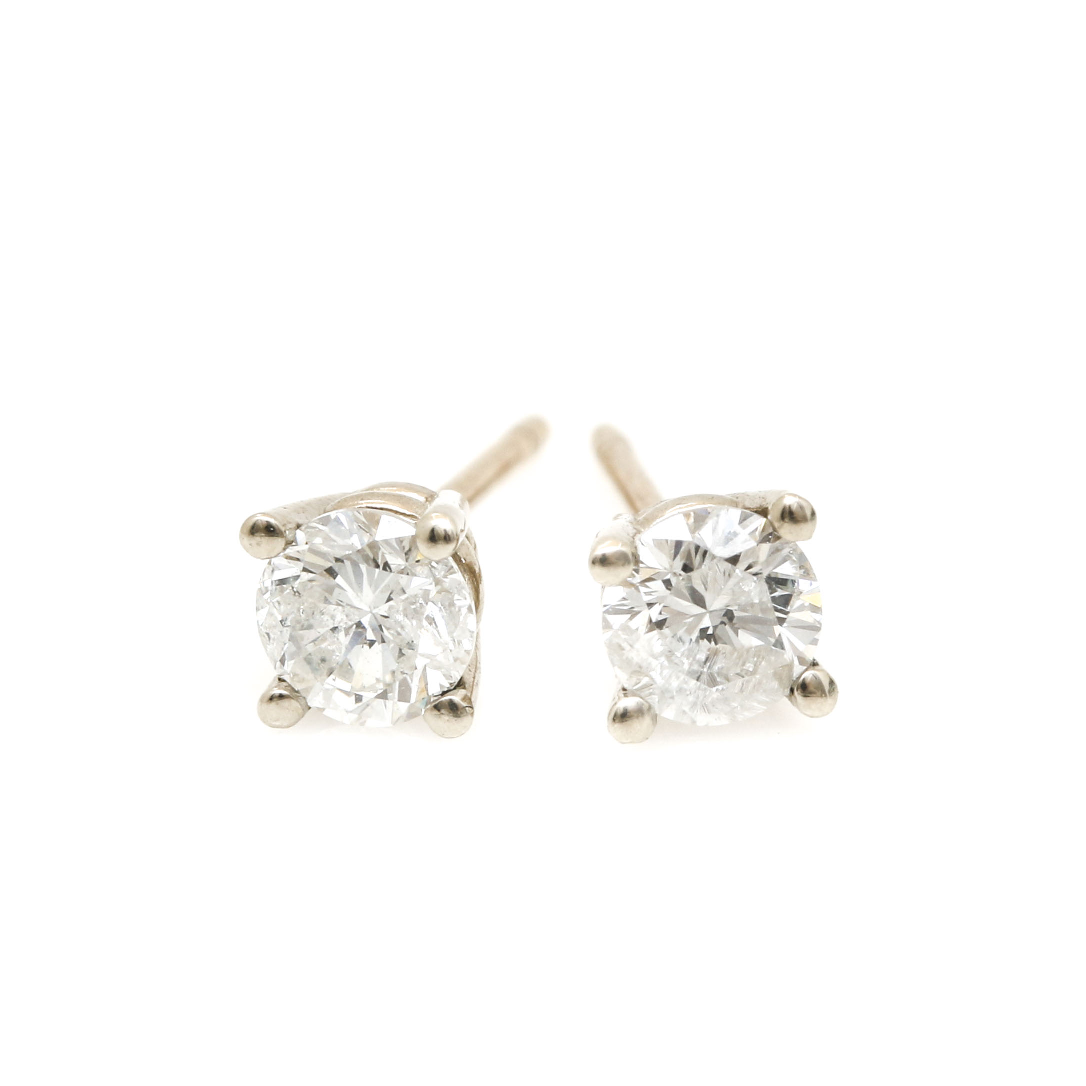 14K White Gold Diamond Stud Earrings