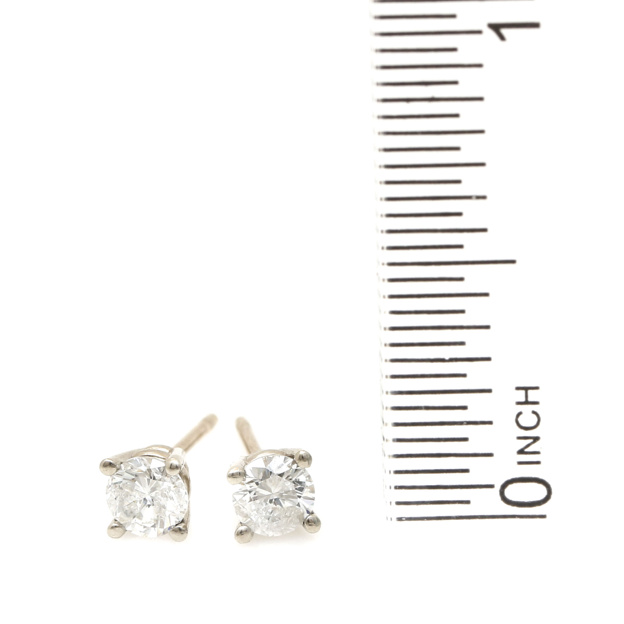 14K White Gold Diamond Stud Earrings