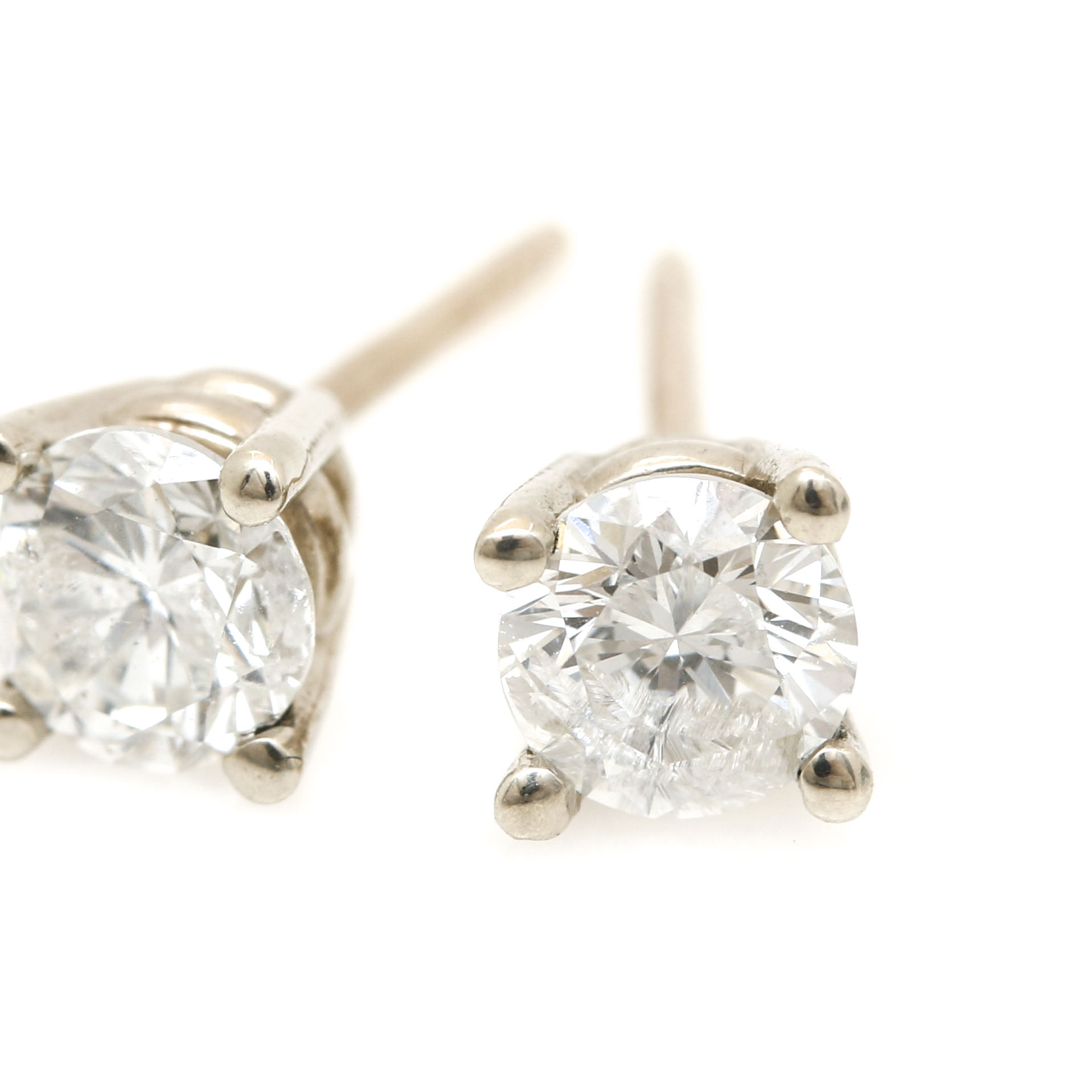 14K White Gold Diamond Stud Earrings