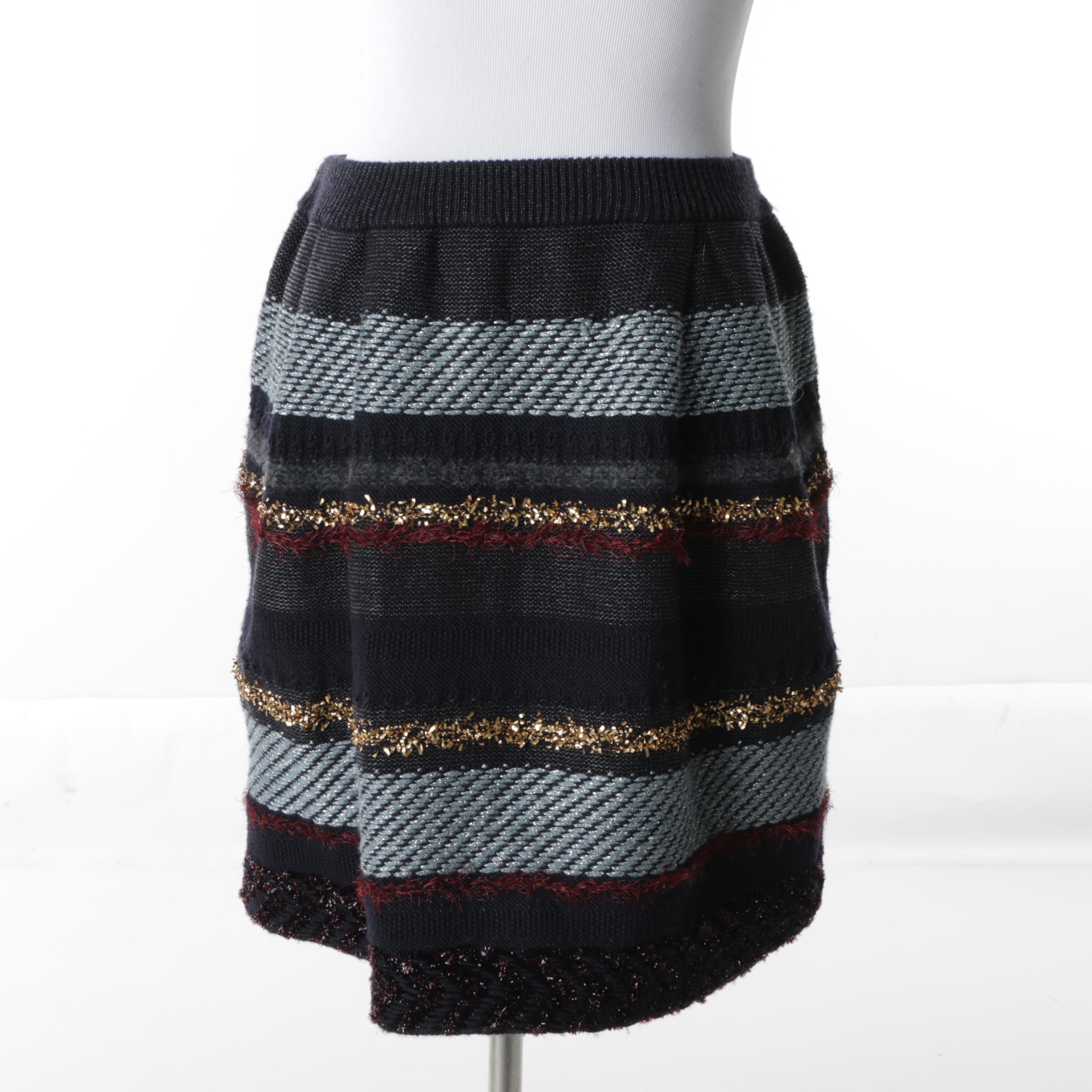 Women's Tory Burch Cotton and Wool Blend Striped Skirts