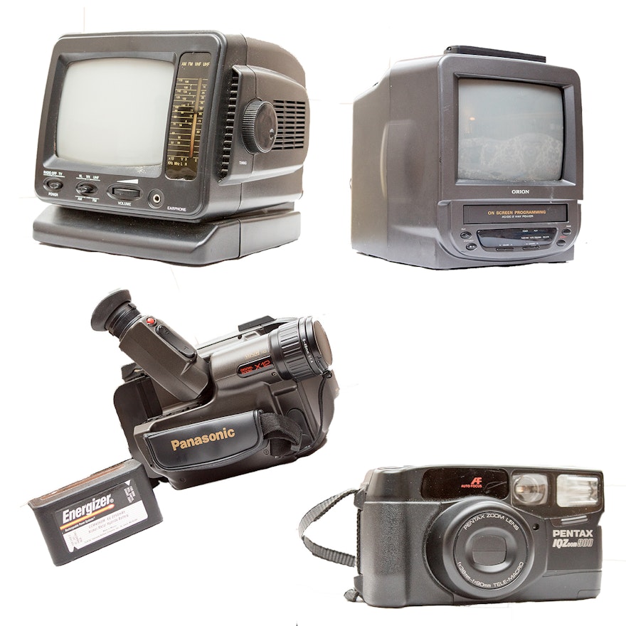 Mini Televisions, Pentax Vintage Camera and Panasonic Video Camera