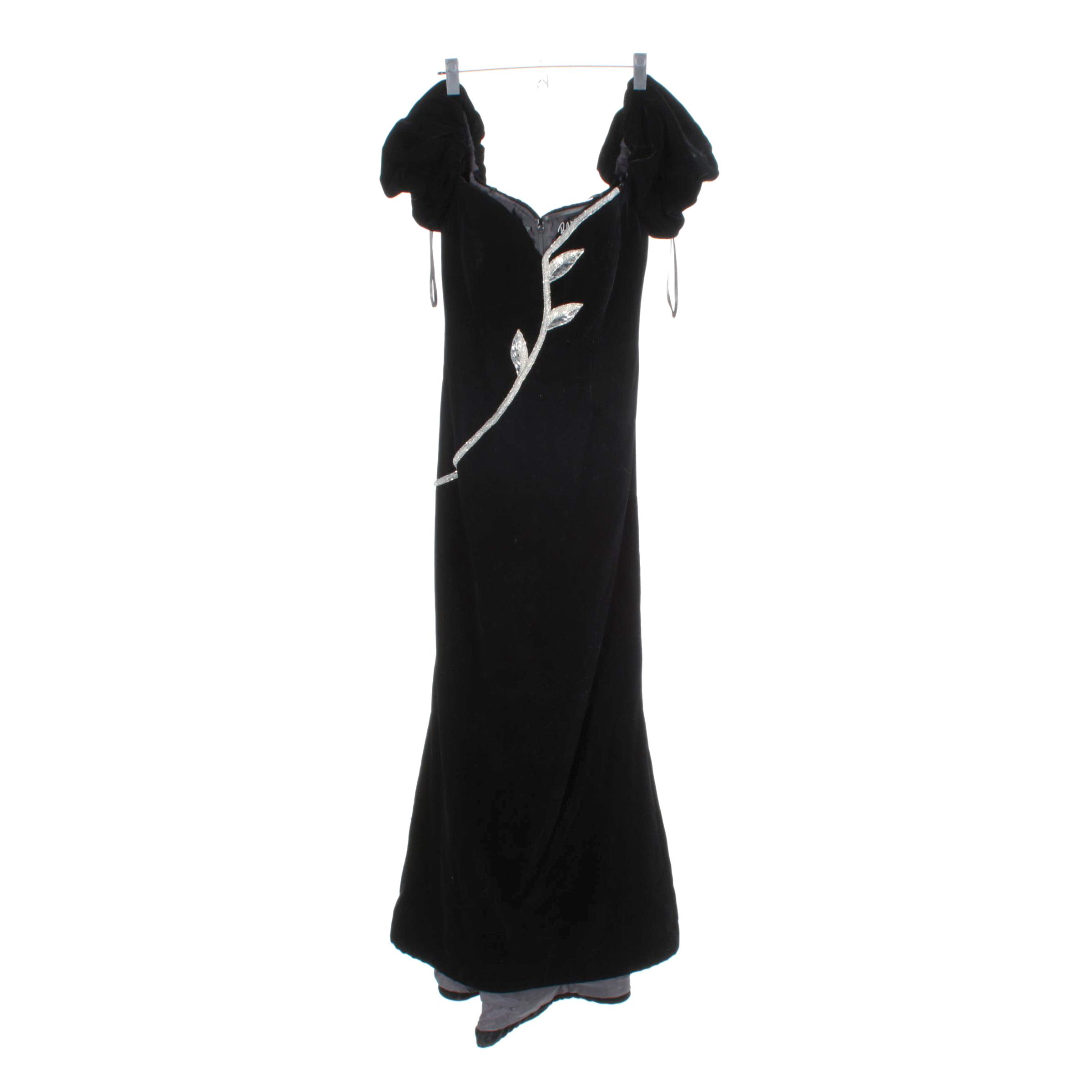Bob Mackie Evening Black Velvet Dress