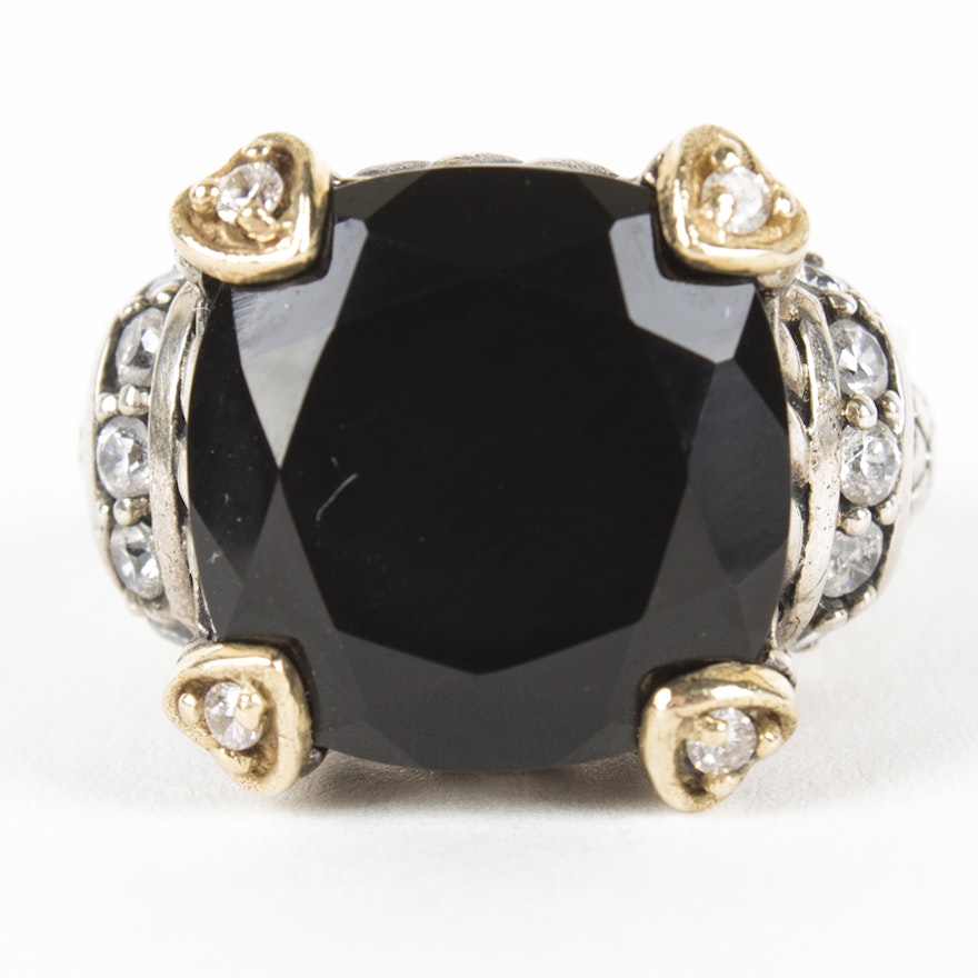 Sterling Silver and 14K Yellow Gold Onyx Ring