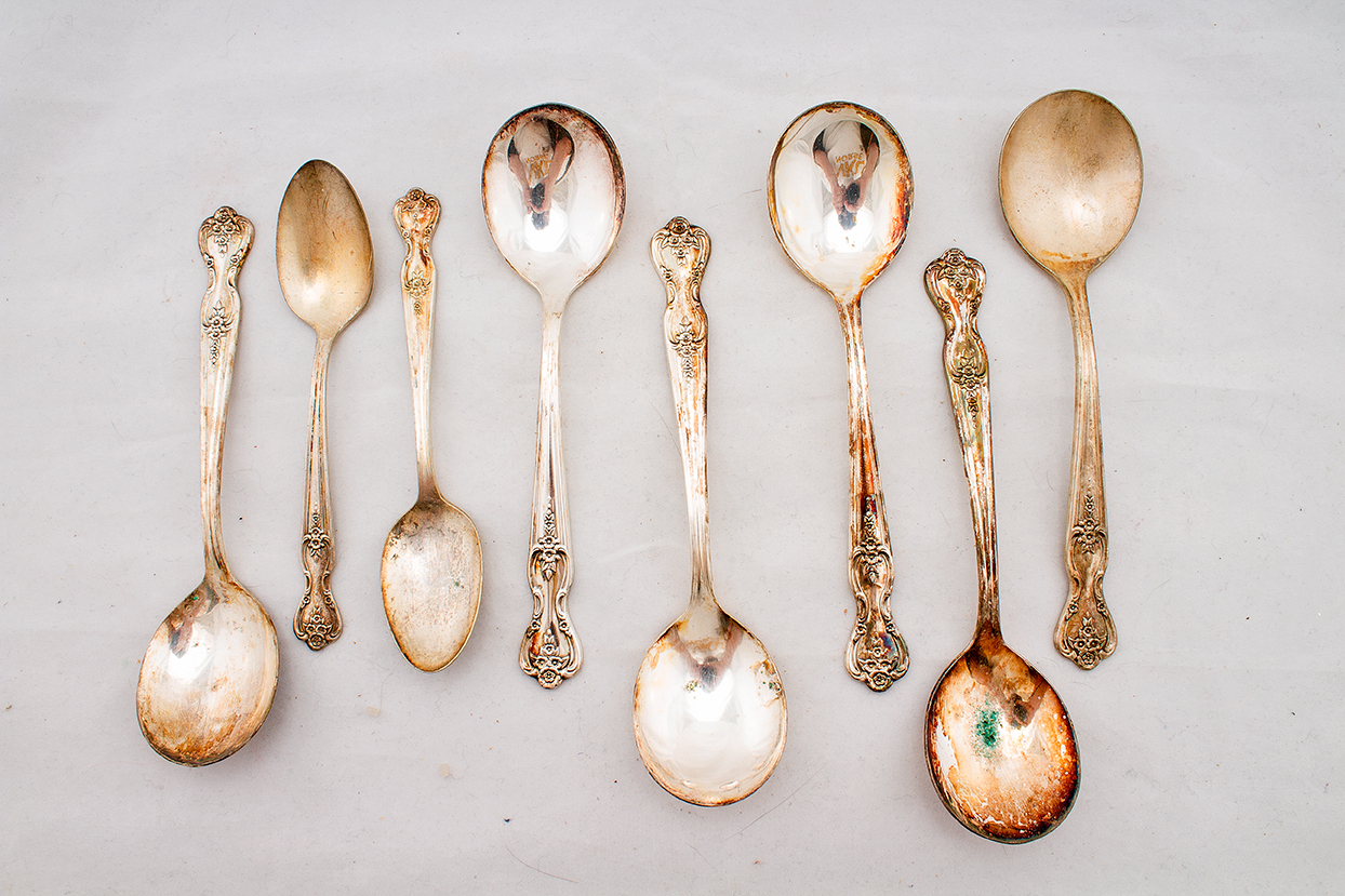 Rogers Silver Plate Flatware in "Magnolia" and Vintage Sheffield Carving Set