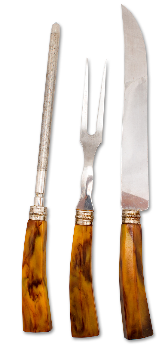 Rogers Silver Plate Flatware in "Magnolia" and Vintage Sheffield Carving Set