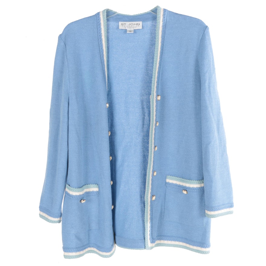 Women's St. John Collection by Marie Gray Blue Knit Cardigan