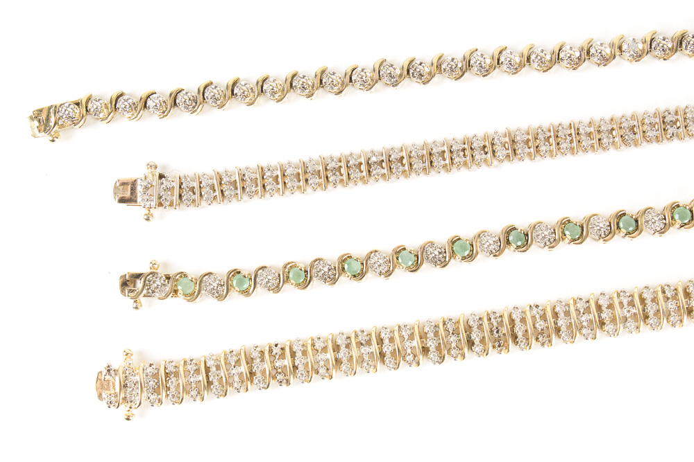 Assortment of Gold Wash on Sterling Silver Jewelry with Gemstones and Diamonds
