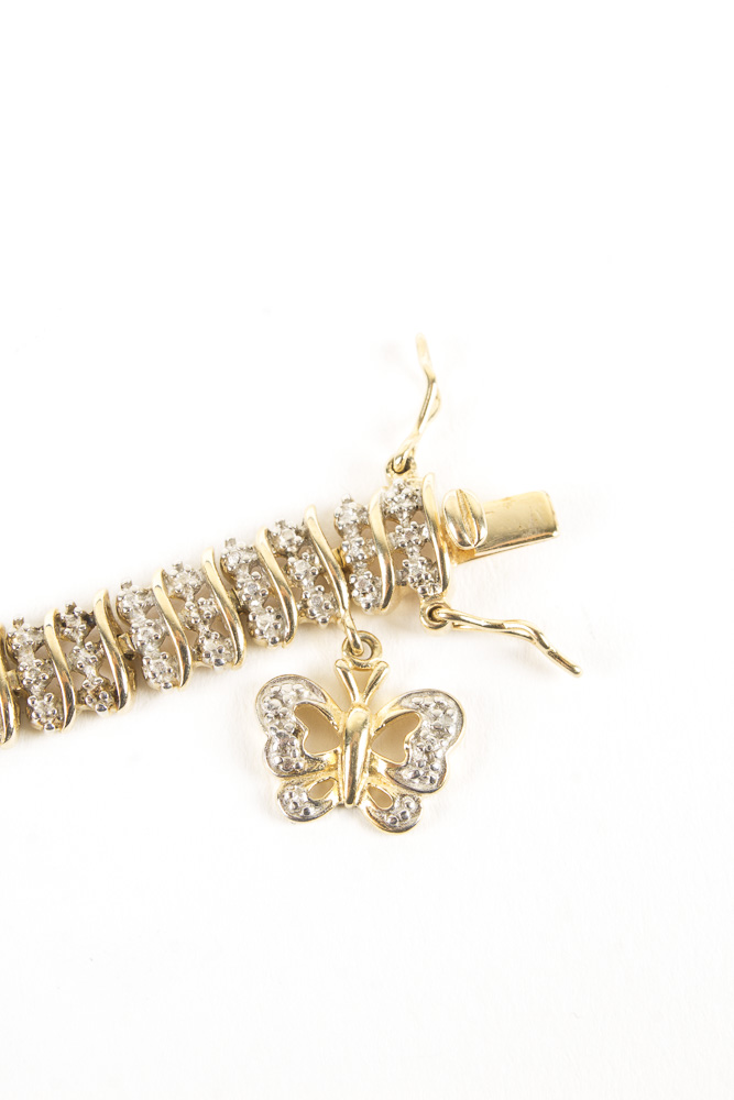 Assortment of Gold Wash on Sterling Silver Jewelry with Gemstones and Diamonds