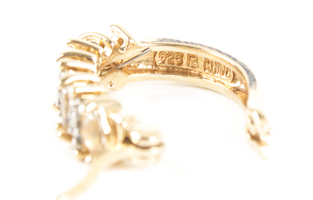 Assortment of Gold Wash on Sterling Silver Jewelry with Gemstones and Diamonds