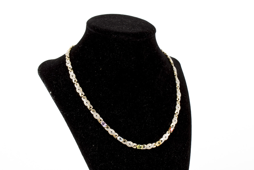 Assortment of Gold Wash on Sterling Silver Jewelry with Gemstones and Diamonds