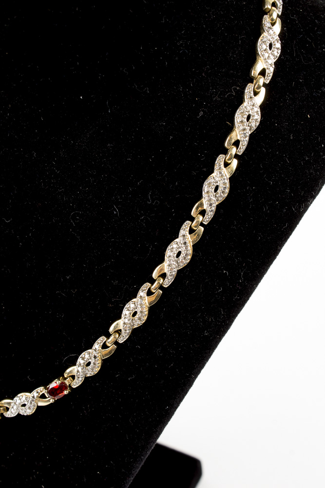 Assortment of Gold Wash on Sterling Silver Jewelry with Gemstones and Diamonds