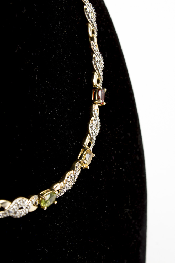 Assortment of Gold Wash on Sterling Silver Jewelry with Gemstones and Diamonds