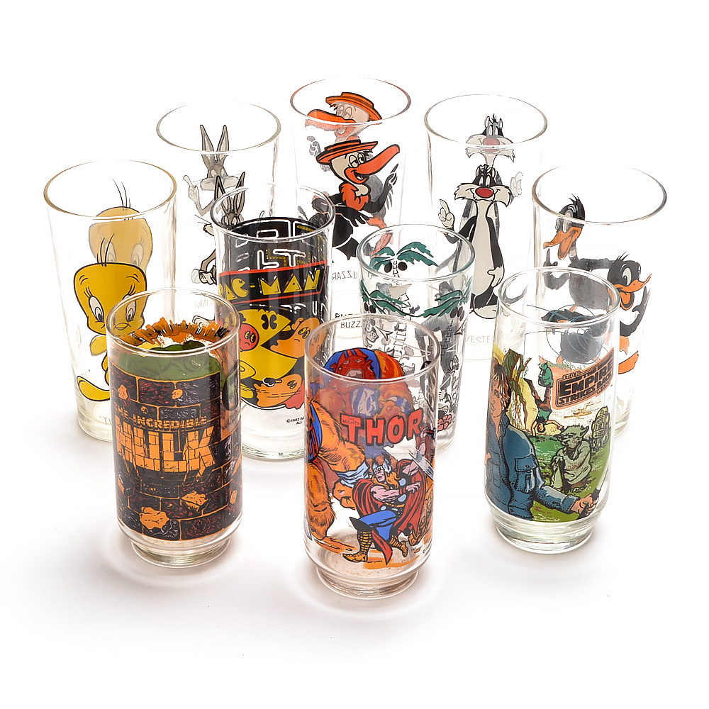 1970s-1980s Character Themed Drinking Glasses