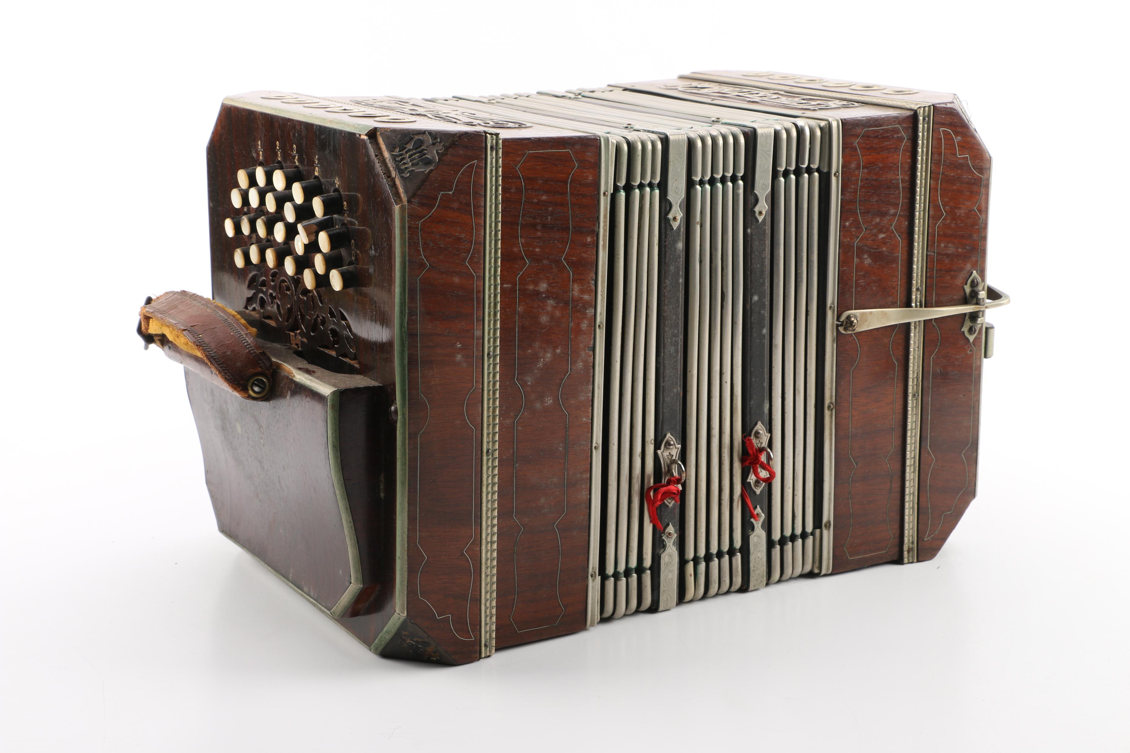 Antique F. Lange Chemnitzer Concertina with Case