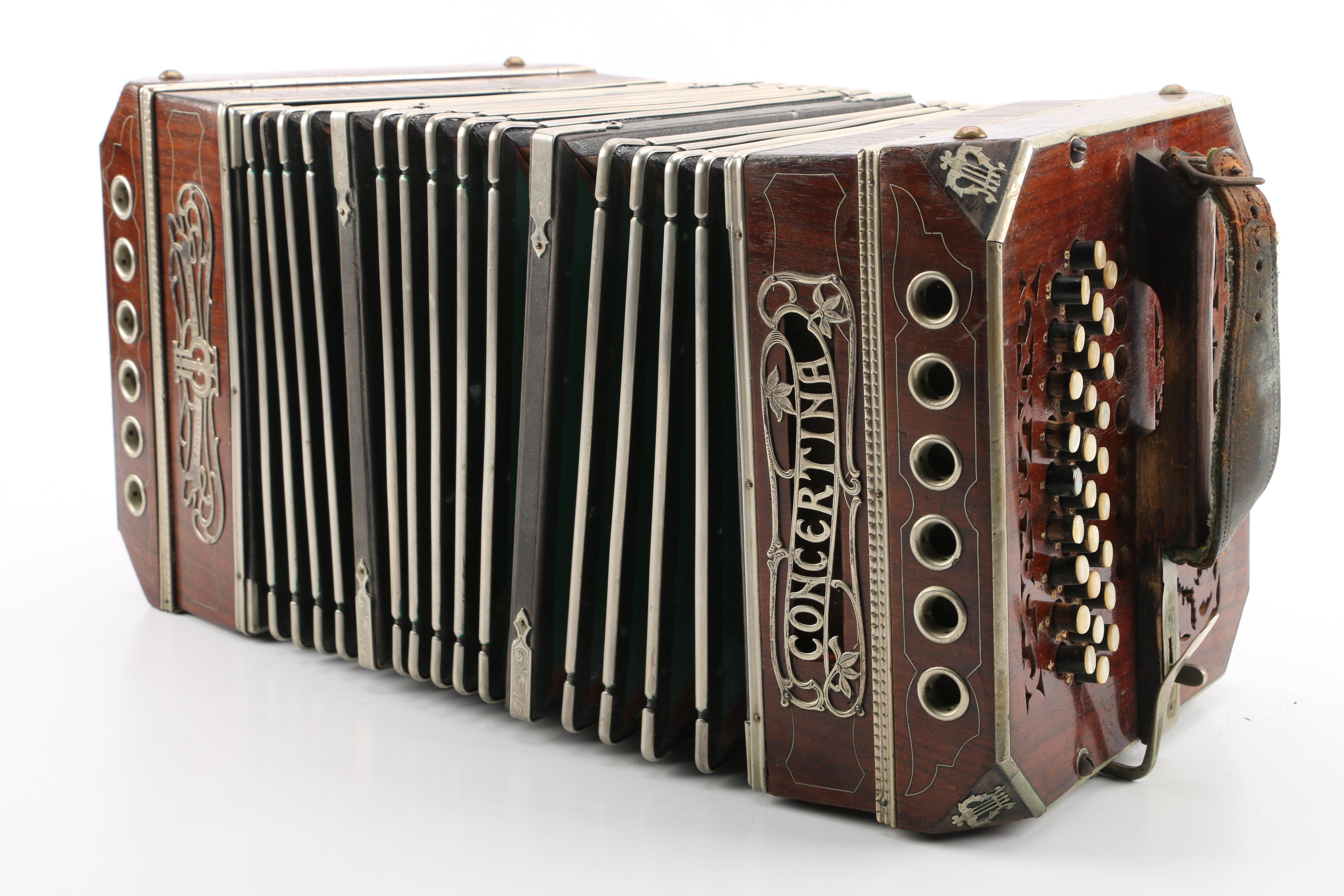 Antique F. Lange Chemnitzer Concertina with Case