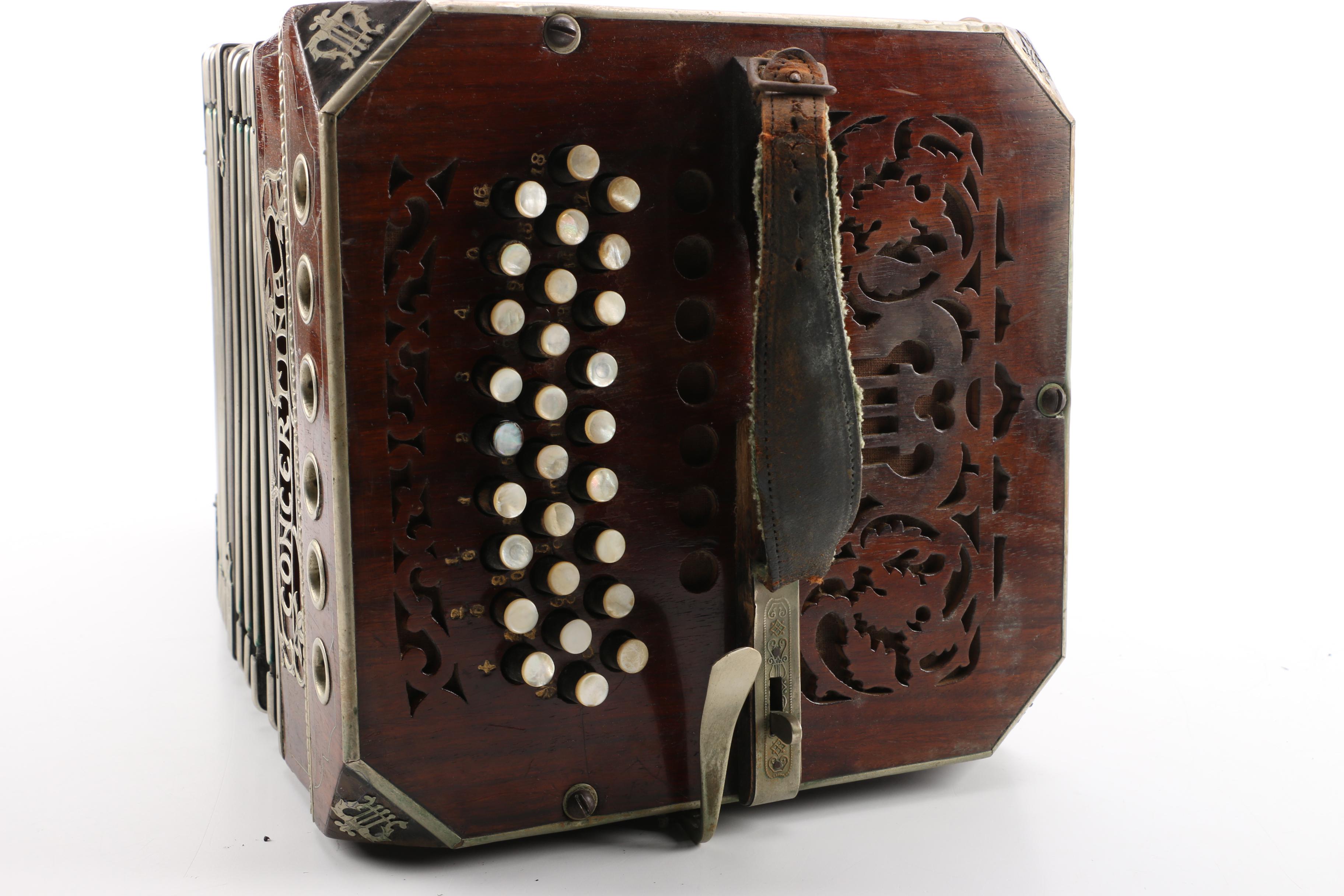Antique F. Lange Chemnitzer Concertina with Case