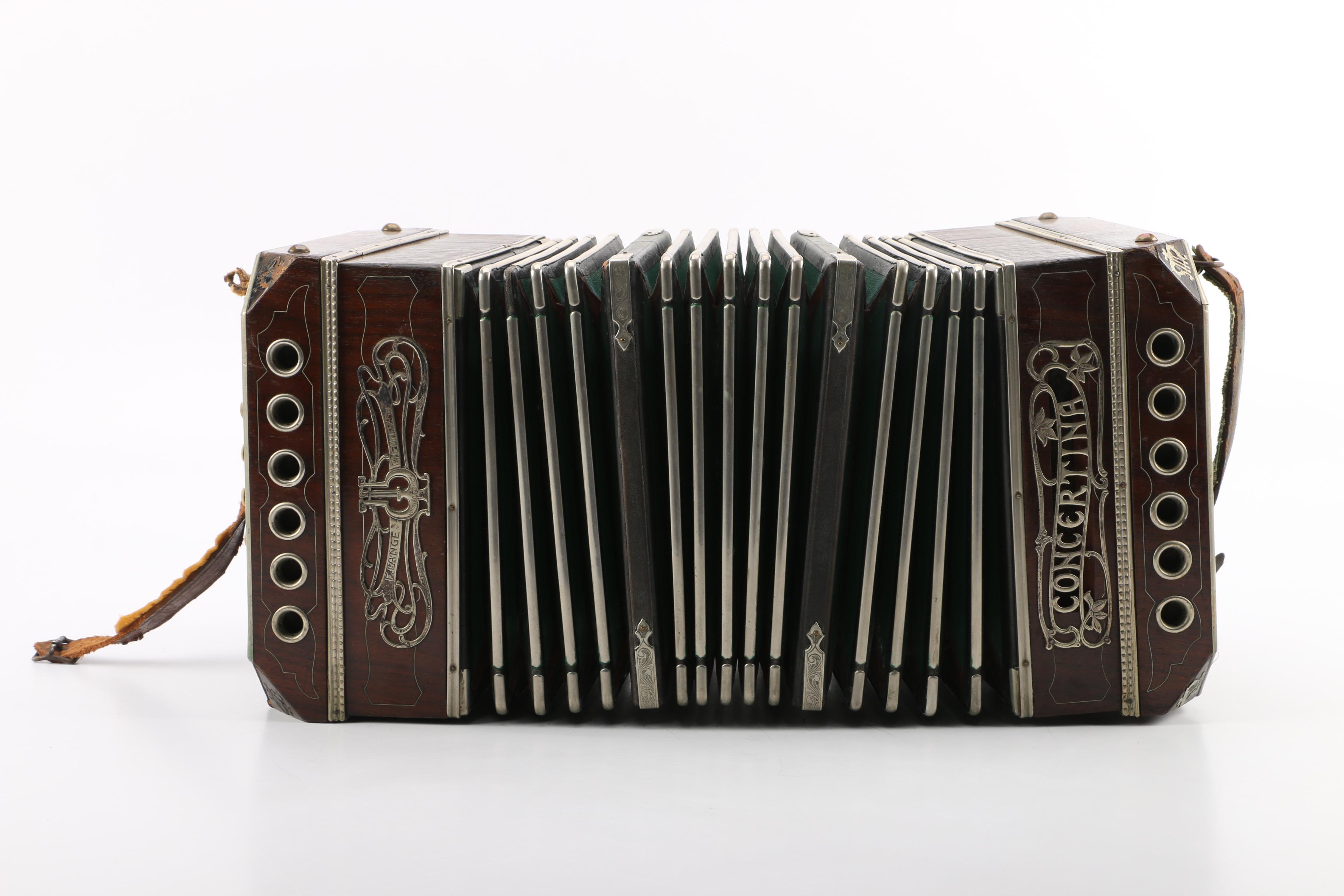 Antique F. Lange Chemnitzer Concertina with Case