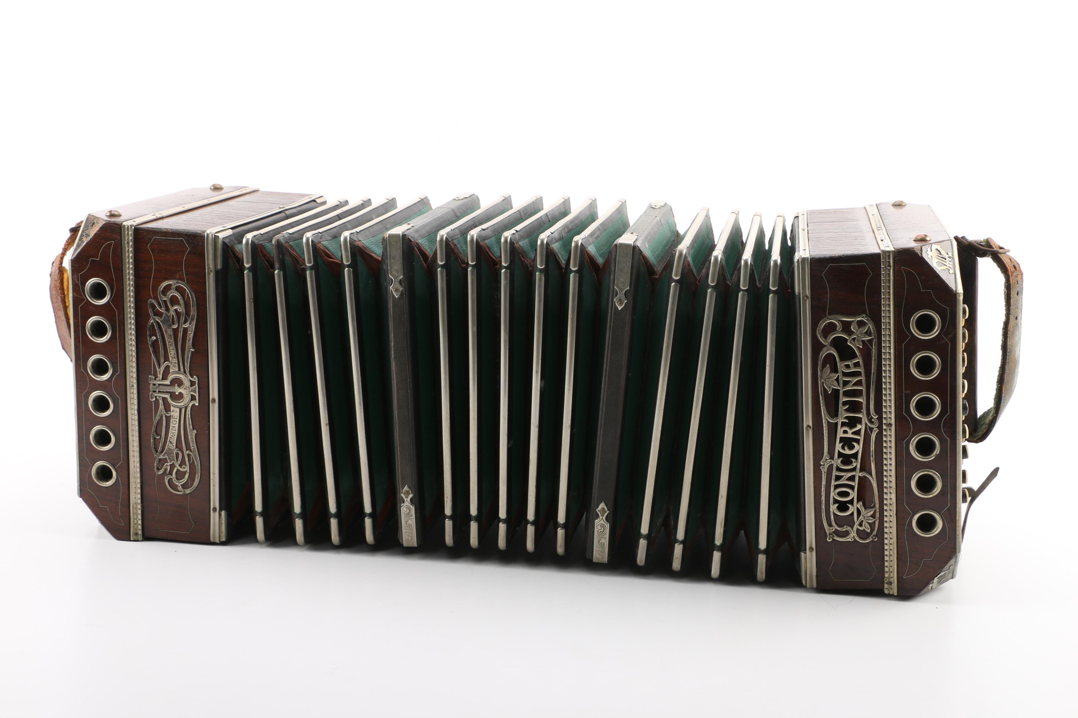 Antique F. Lange Chemnitzer Concertina with Case