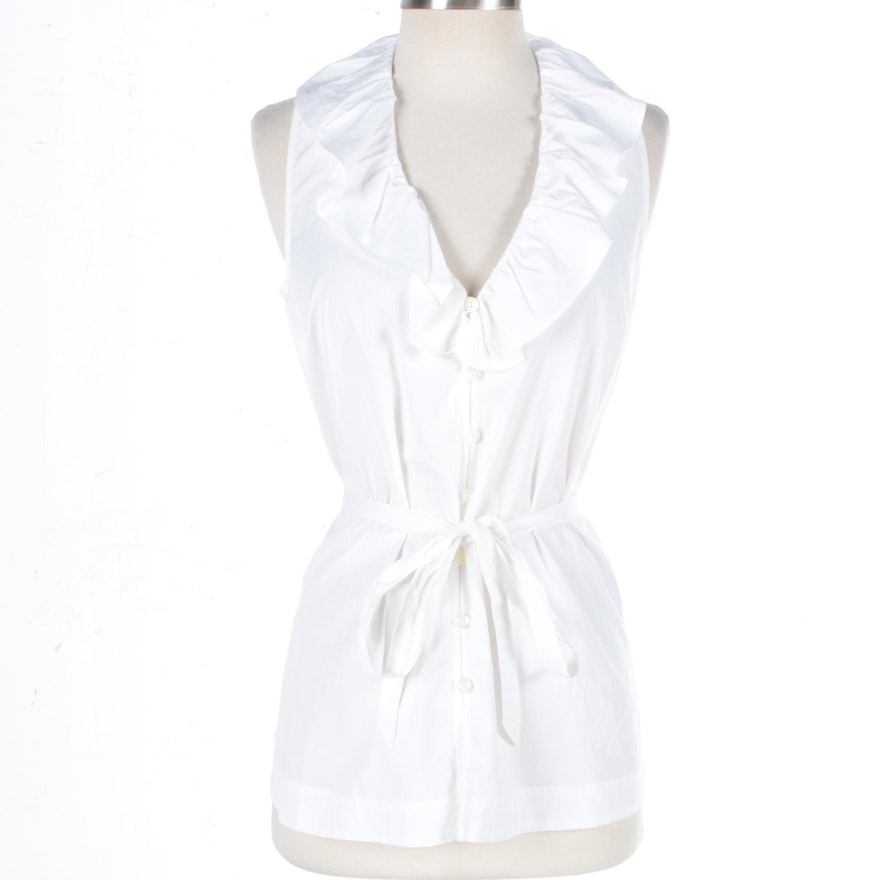 Ralph Lauren Jeans White Cotton Sleeveless Shirt