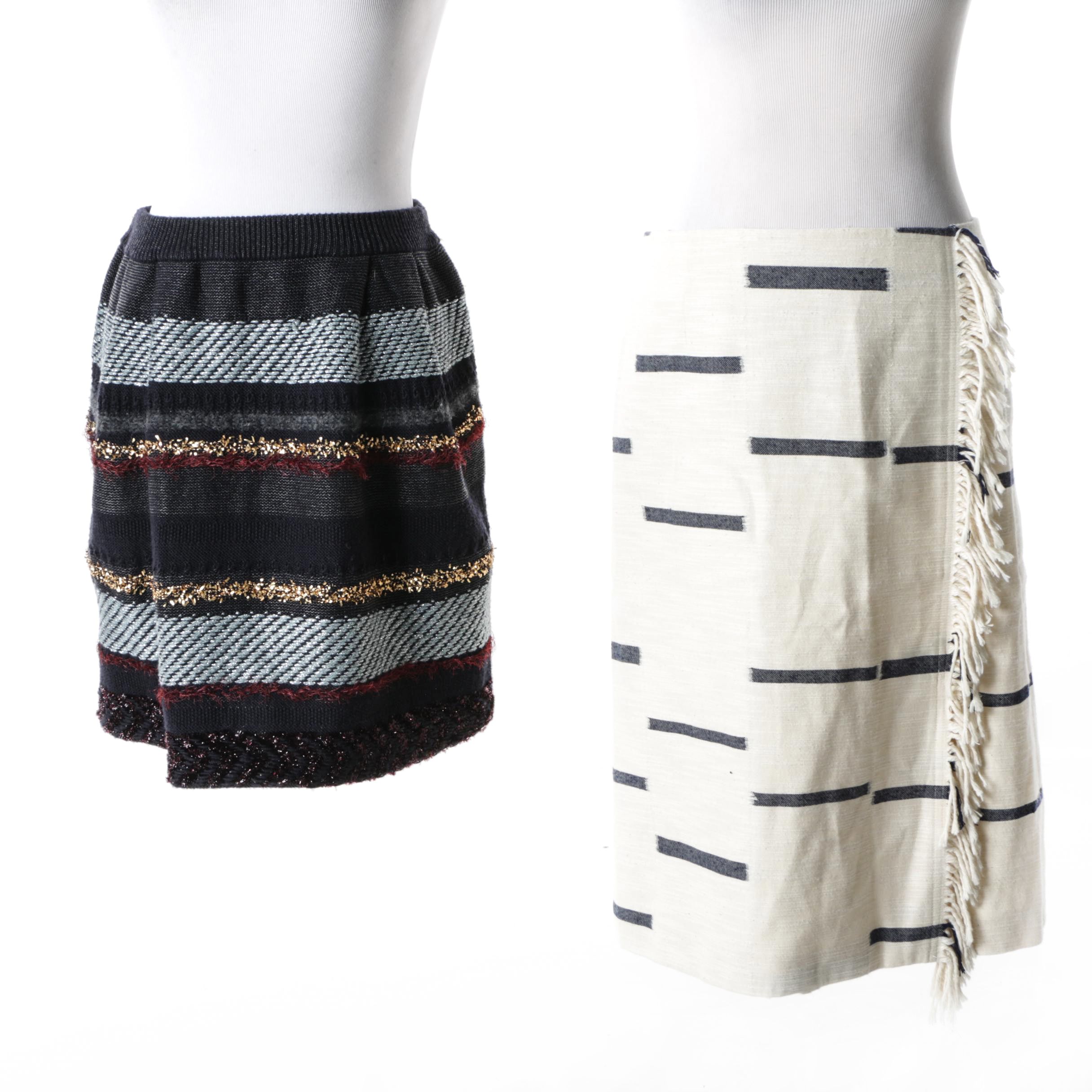 Women's Tory Burch Cotton and Wool Blend Striped Skirts