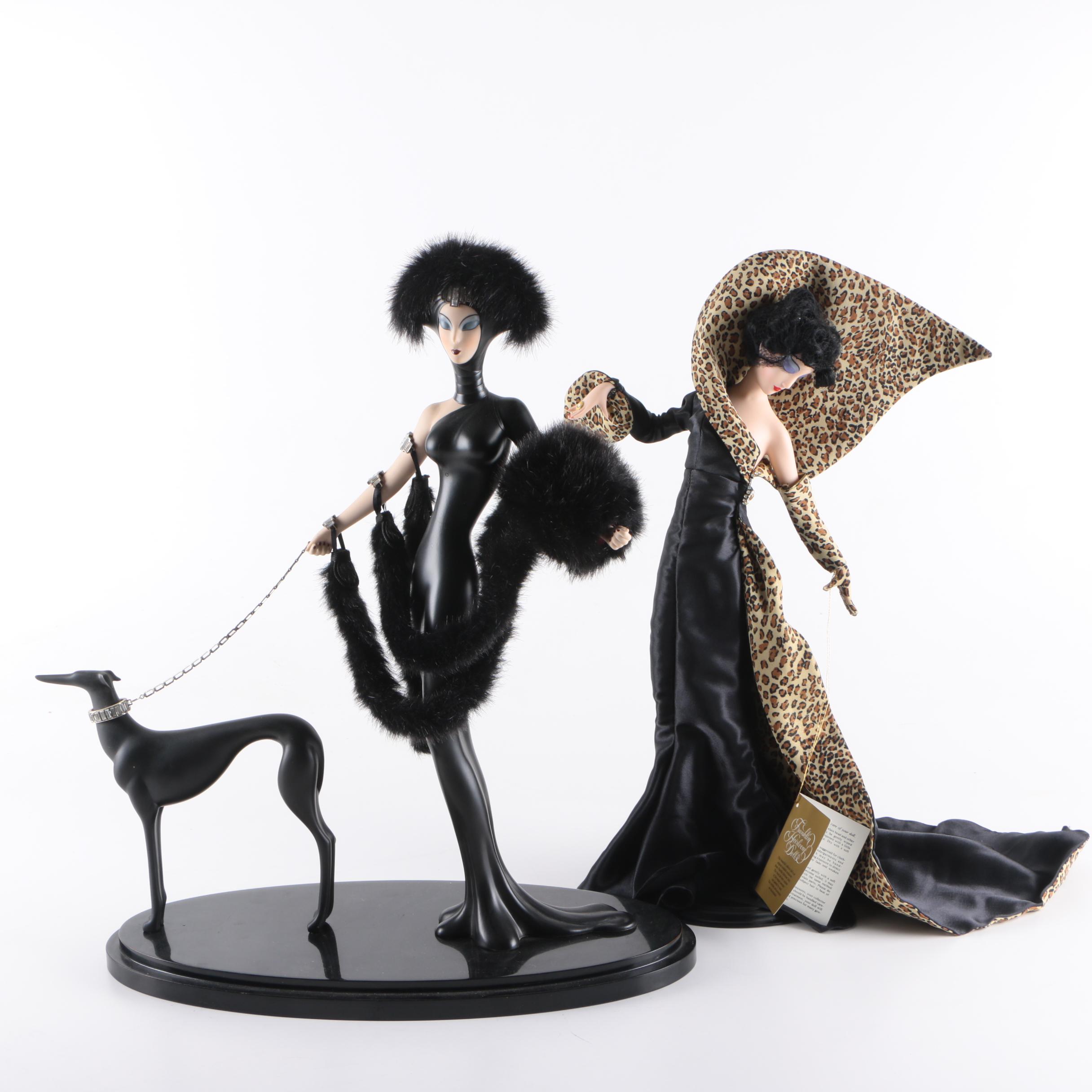 Franklin Mint Erté "Symphony in Black" and Heirloom "Panther"