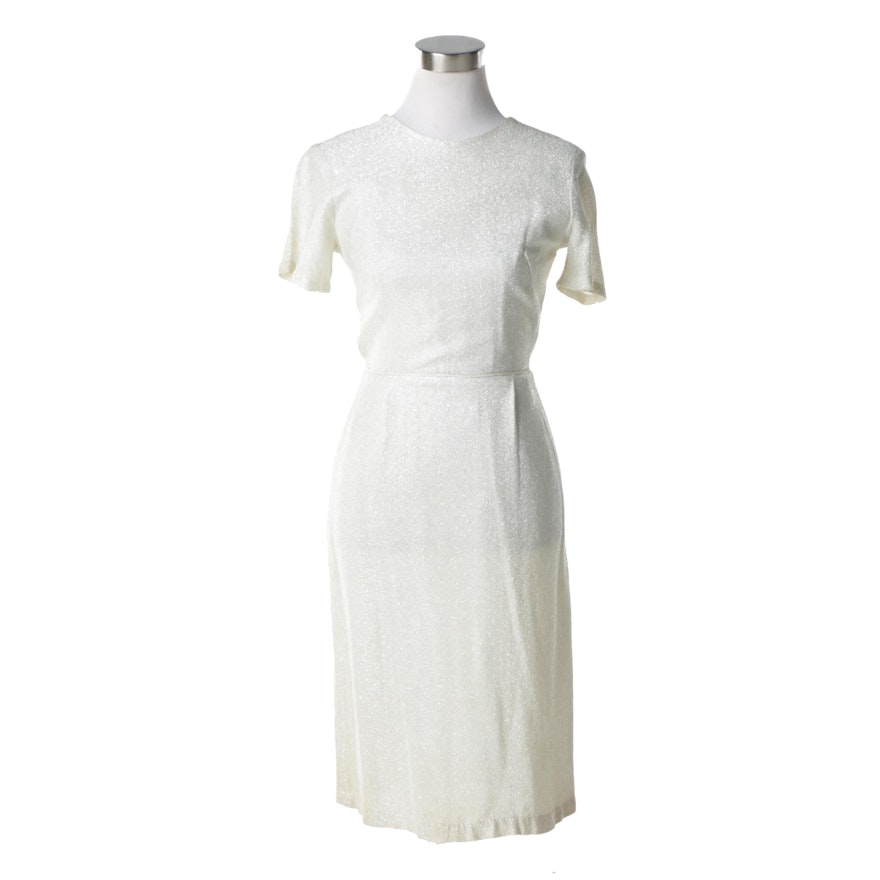 Vintage White and Metallic Silver Lurex Dress