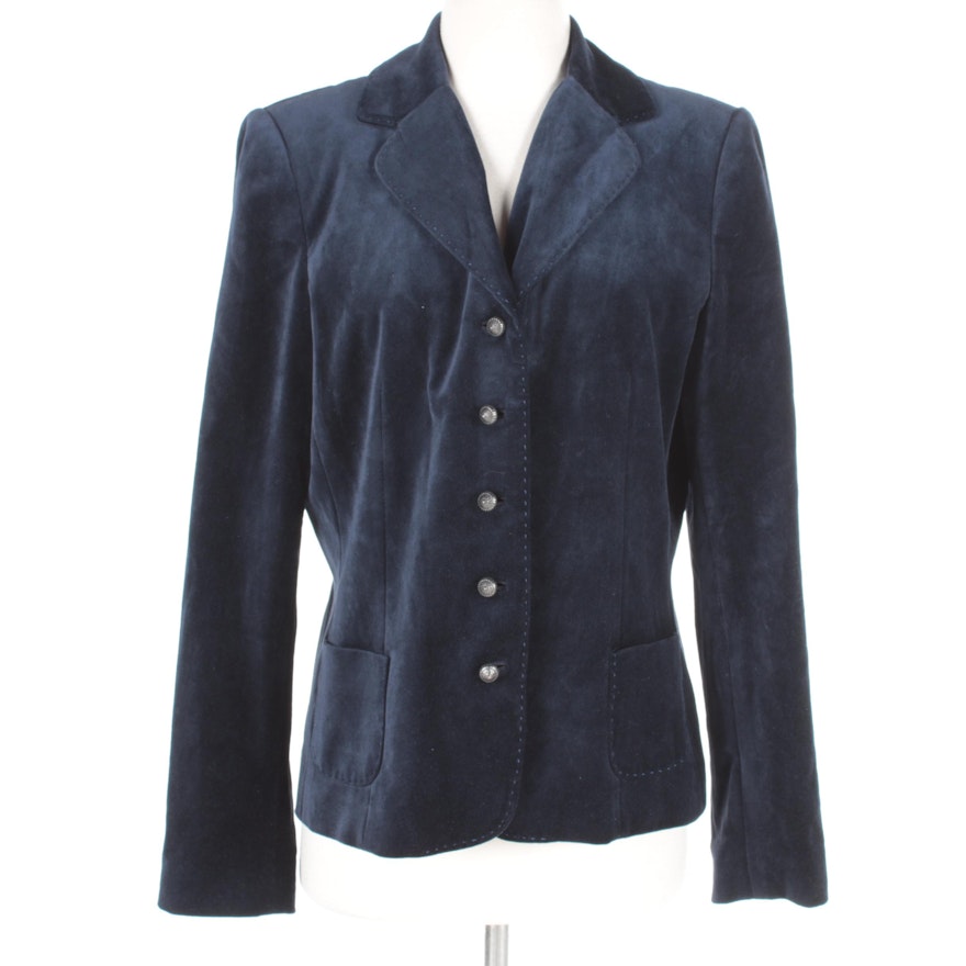 Elie Tahari Navy Velvet Blazer