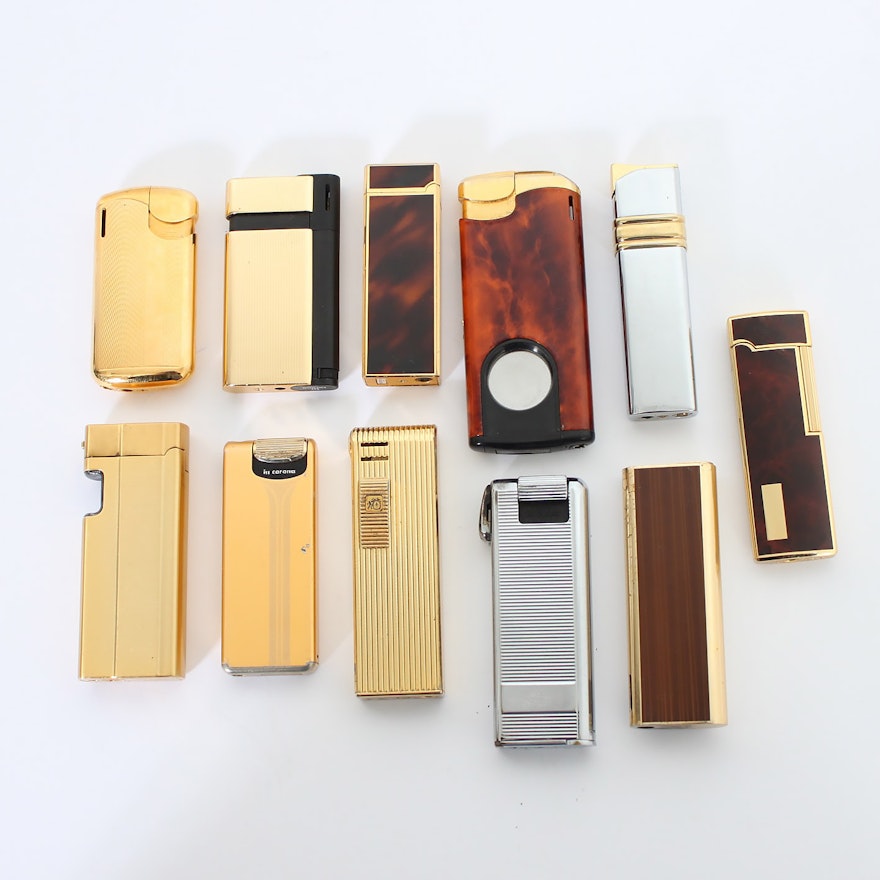 Collection of Silver-Toned and Gold-Toned Lighters
