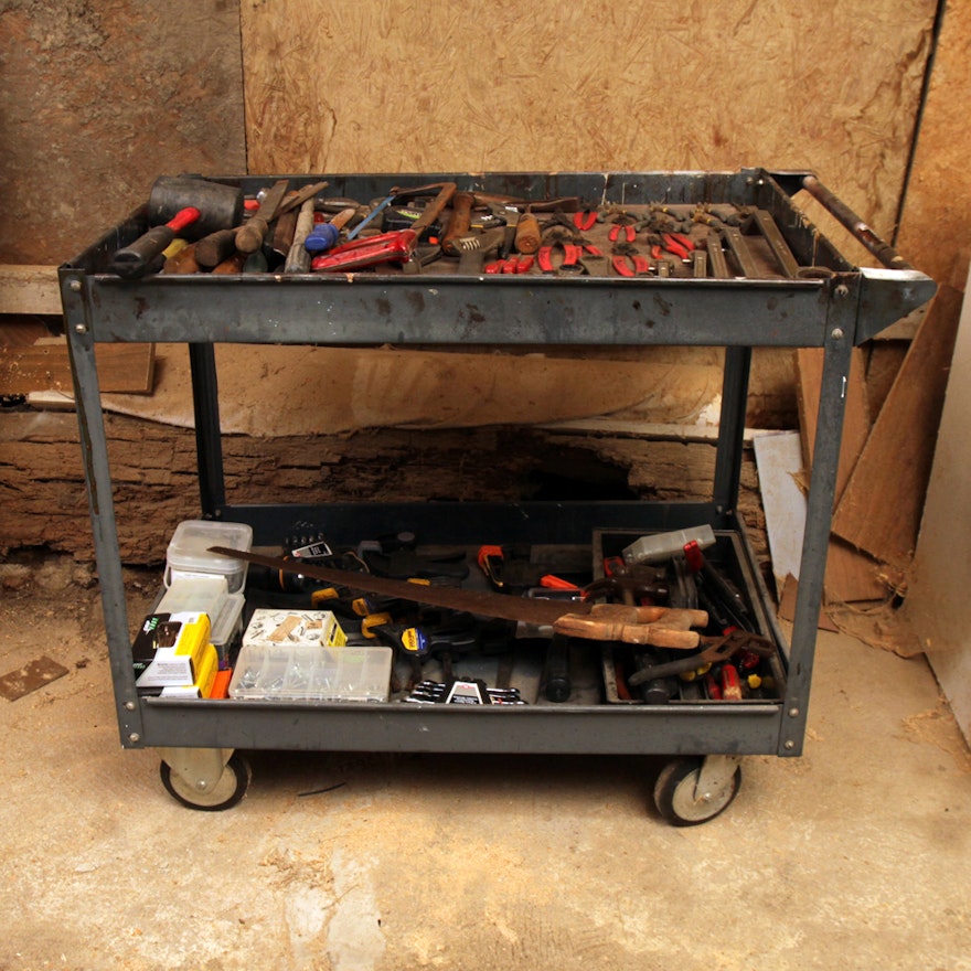 Industrial Cart with an Assortment of Tools