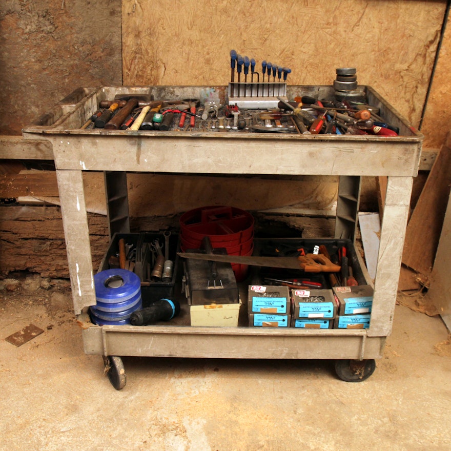 Large Tool Assortment and Industrial Cart