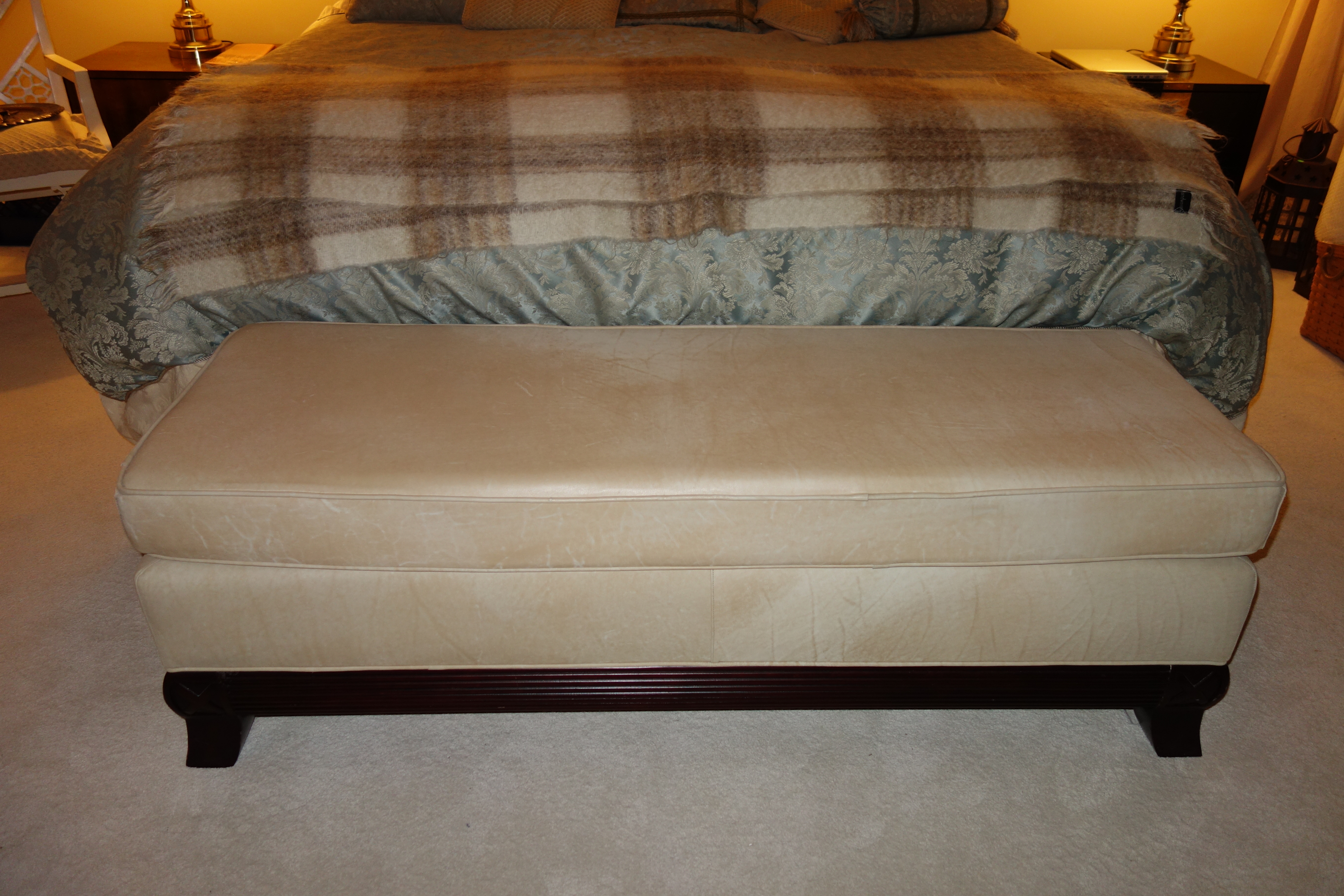 Cream Leather Bench