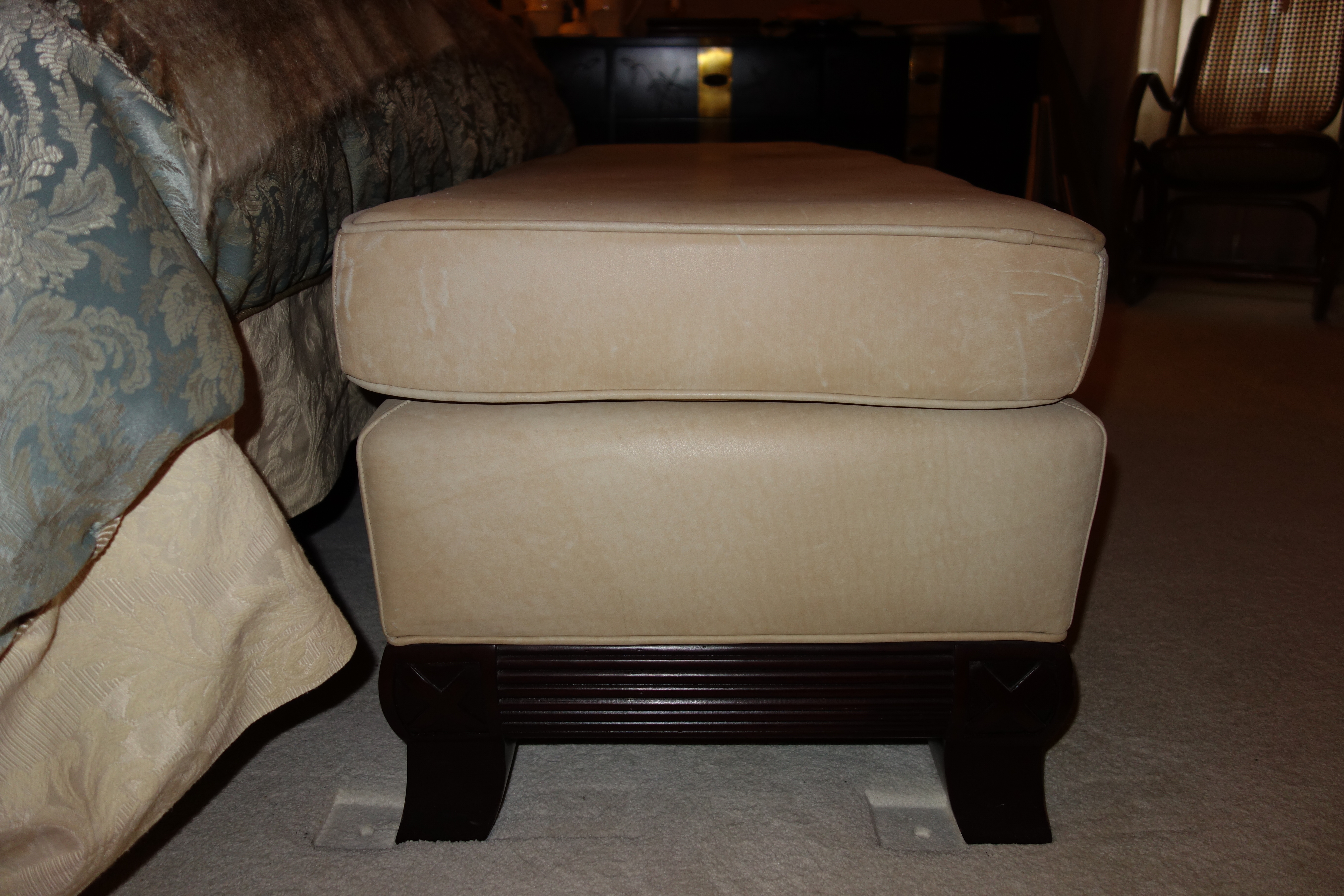 Cream Leather Bench