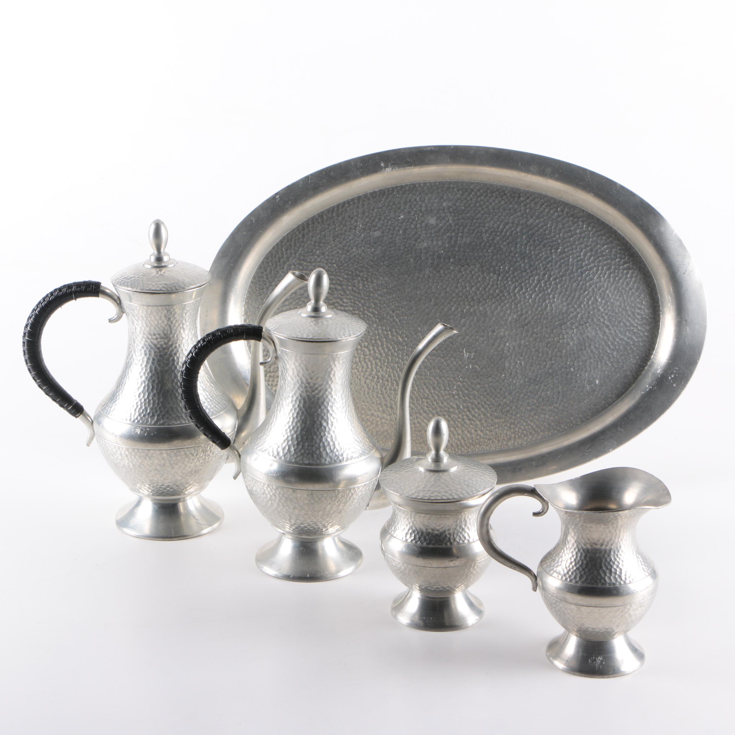 Hammered Indonesian Pewter Tea Service