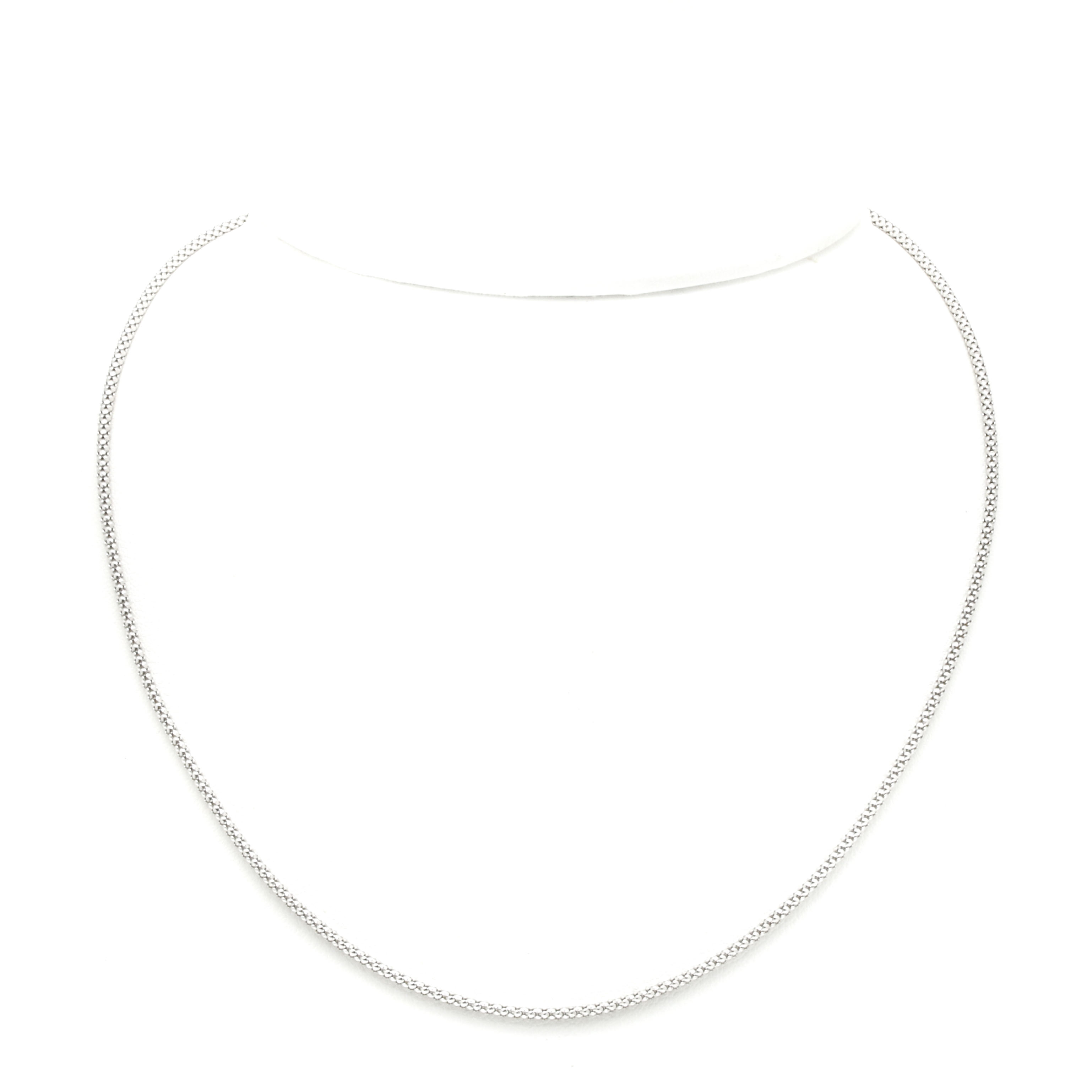 14K White Gold Popcorn Chain Necklace