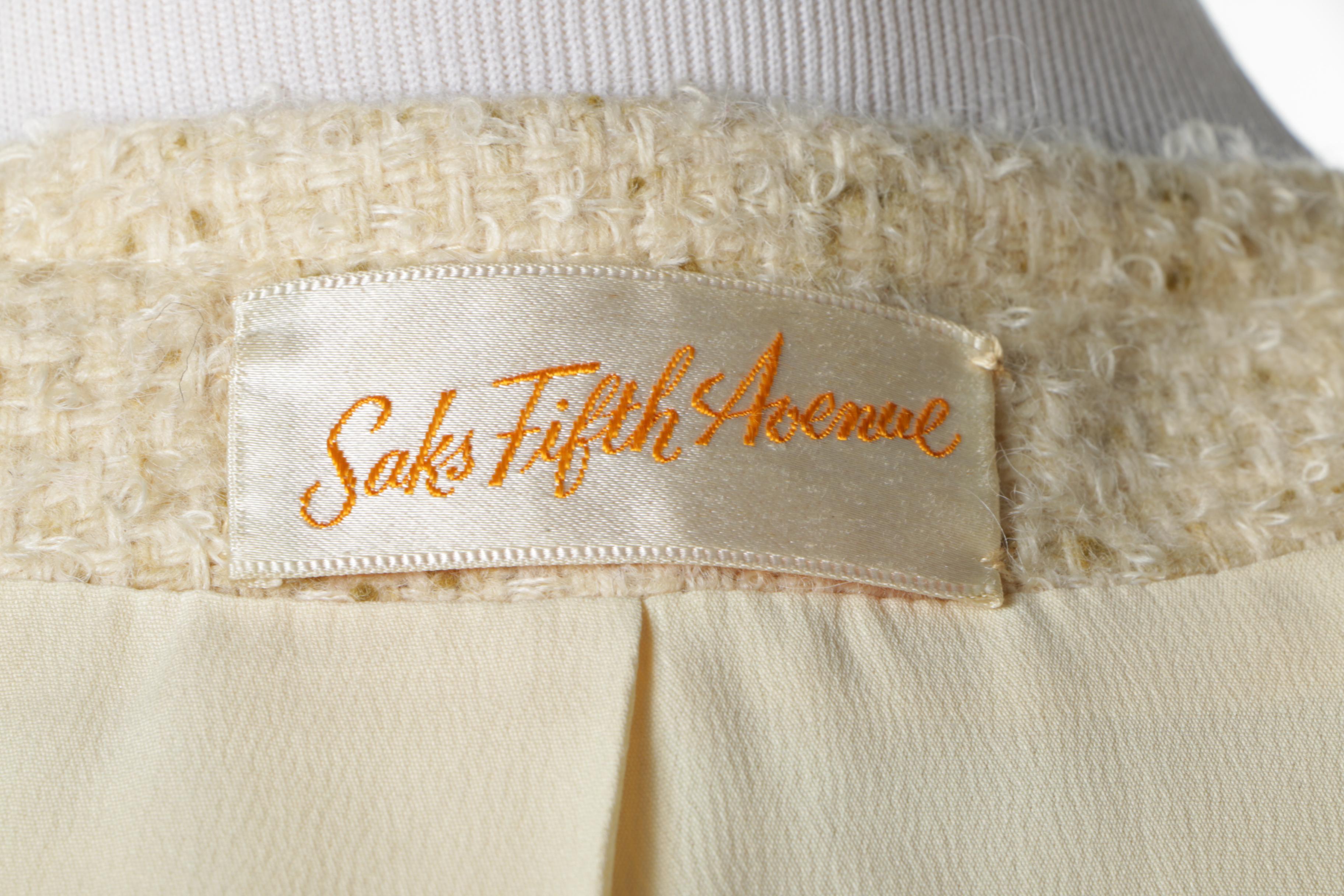 Vintage Saks Fifth Avenue Yellow Tweed Jacket